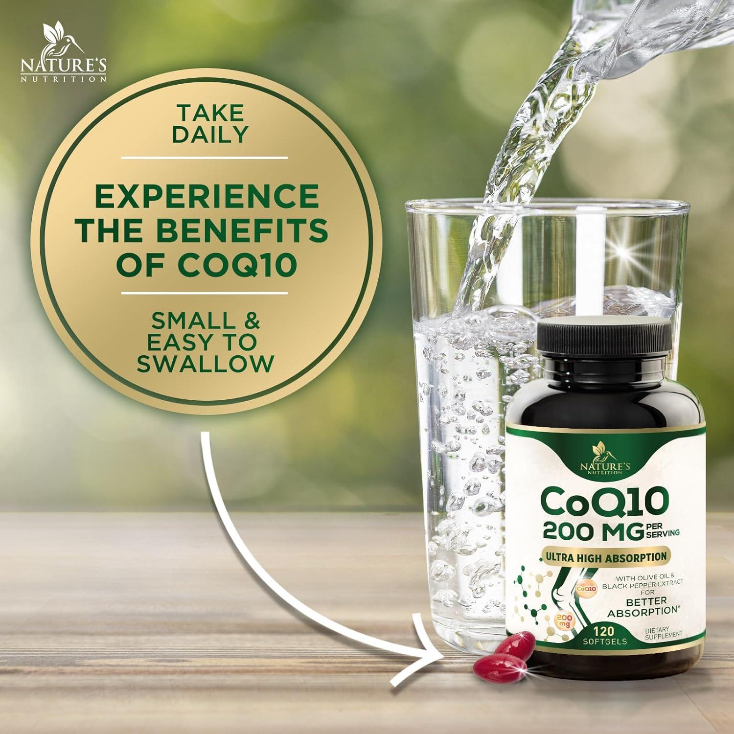 Suplemento CoQ10 200mg Nature's Nutrition - 120 Softgels Antioxidante
