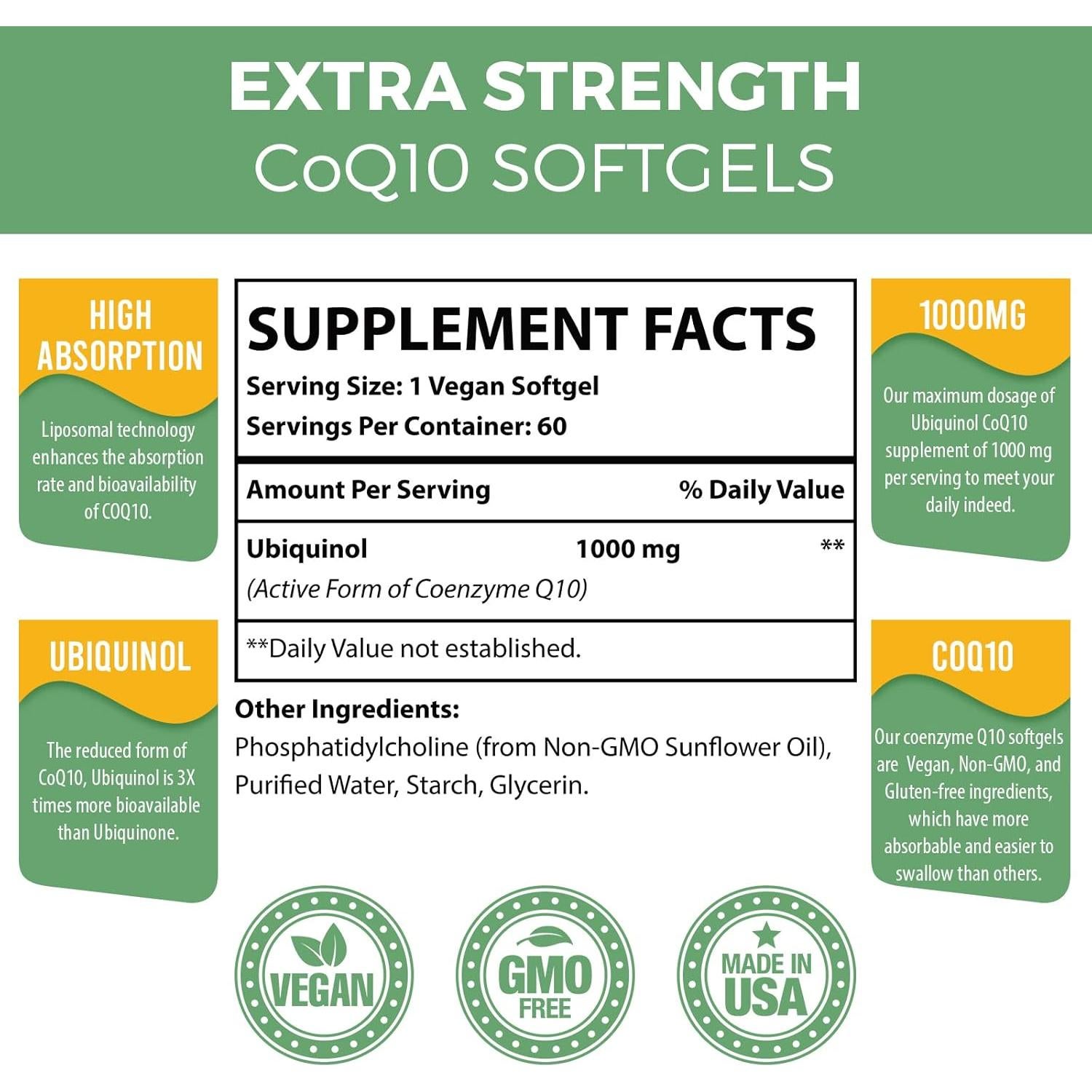 Suplemento CoQ10 Ubiquinol 1000mg Mecinalis - 60 Gelatinas Blandas