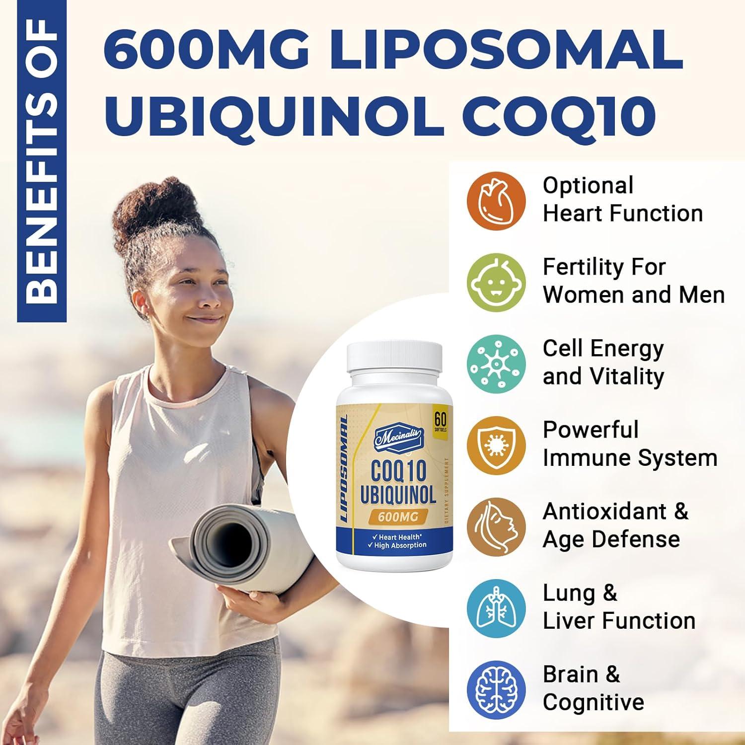 Suplemento Liposomal CoQ10 Ubiquinol 600mg Mecinalis 60 Softgels