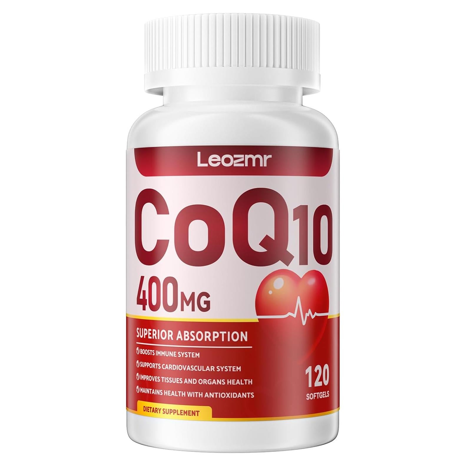 Suplemento CoQ10 400mg Leozmr con PQQ y Omega-3 120 Cápsulas