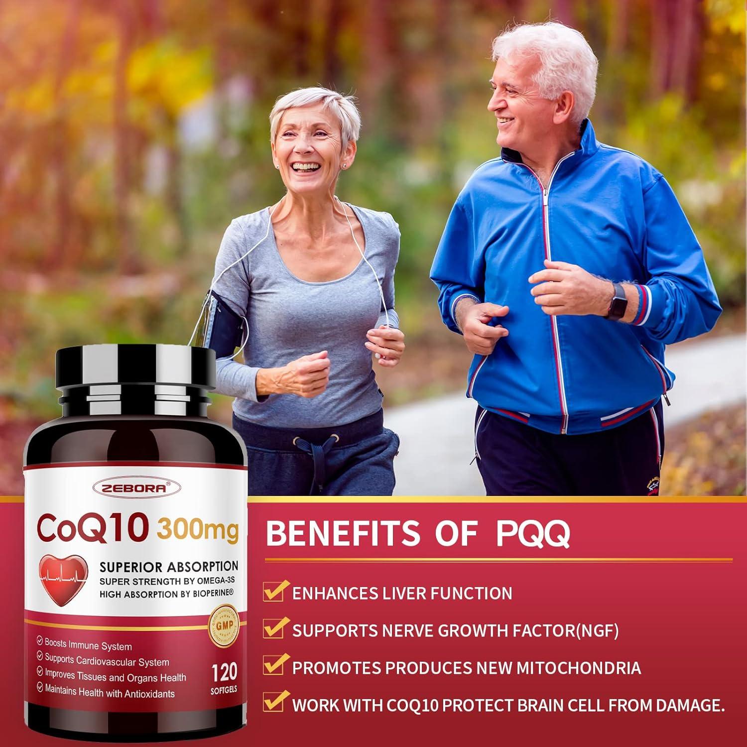 Suplemento CoQ10 ZEBORA 300mg con Omega-3 y PQQ, 120 Gelatinas
