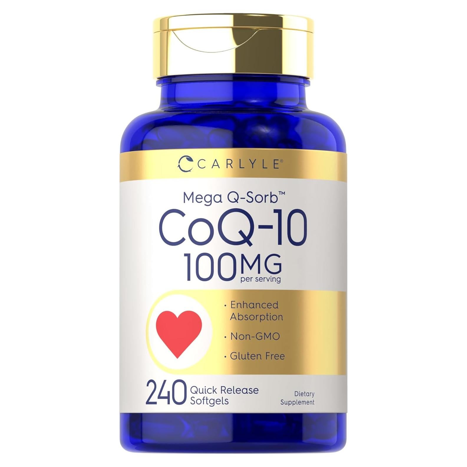 Carlyle CoQ10 100mg Mega Q-Sorb 240 Softgels Antioxidante