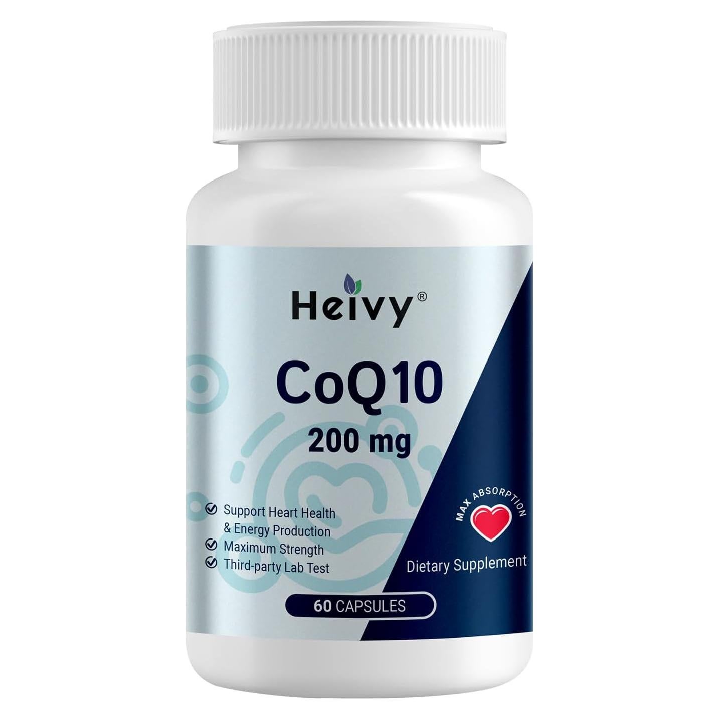 Coenzima Q10 200mg Heivy 60 Cápsulas Veganas Antioxidantes