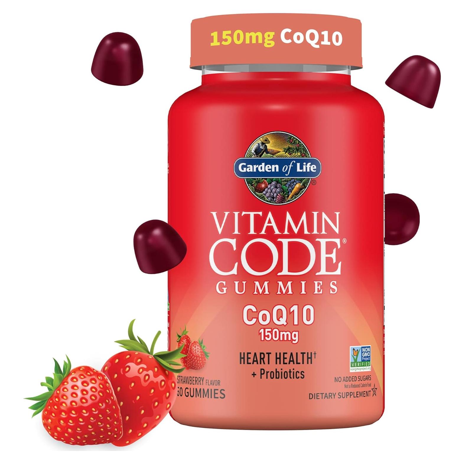 Gummies de CoQ10 Garden of Life 150 mg, 60 unidades sabor fresa
