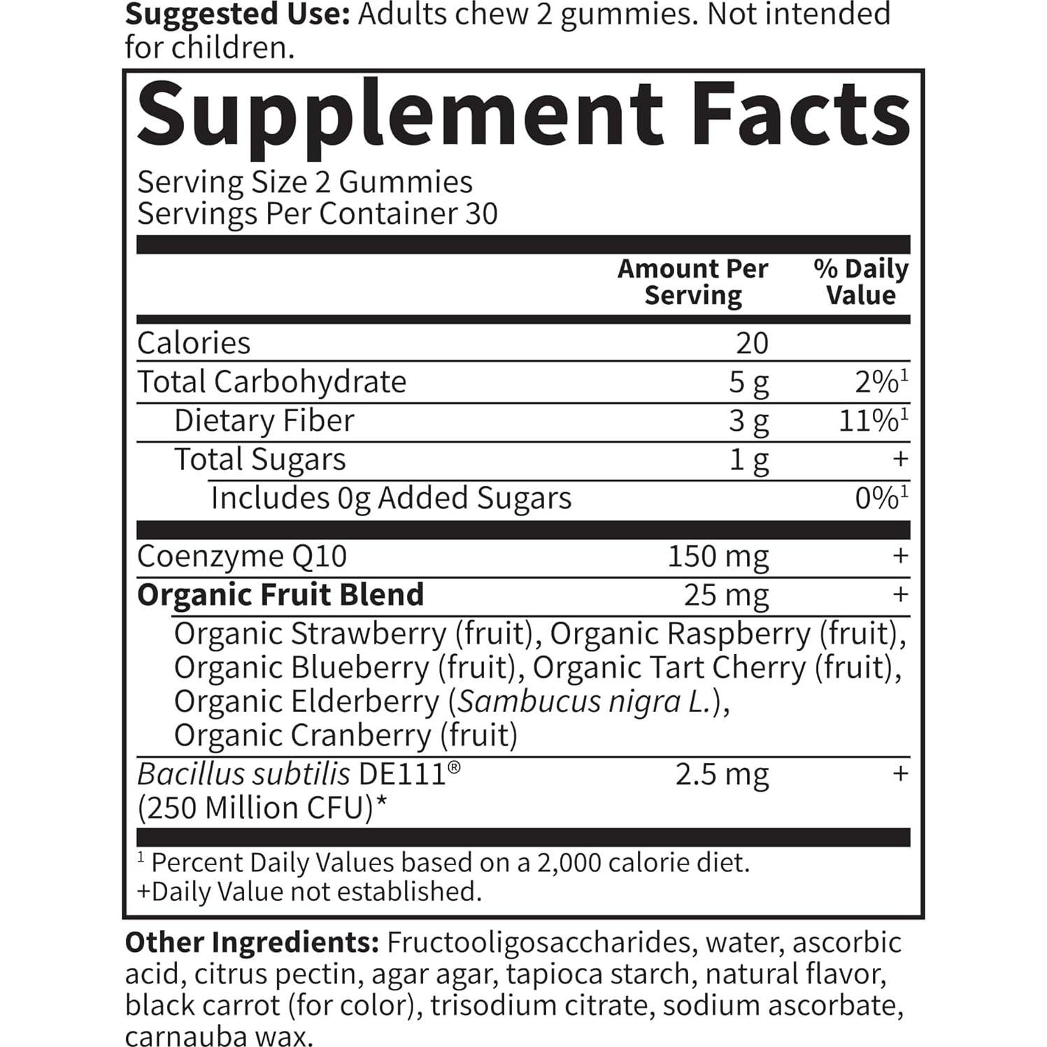 Gummies de CoQ10 Garden of Life 150 mg, 60 unidades sabor fresa