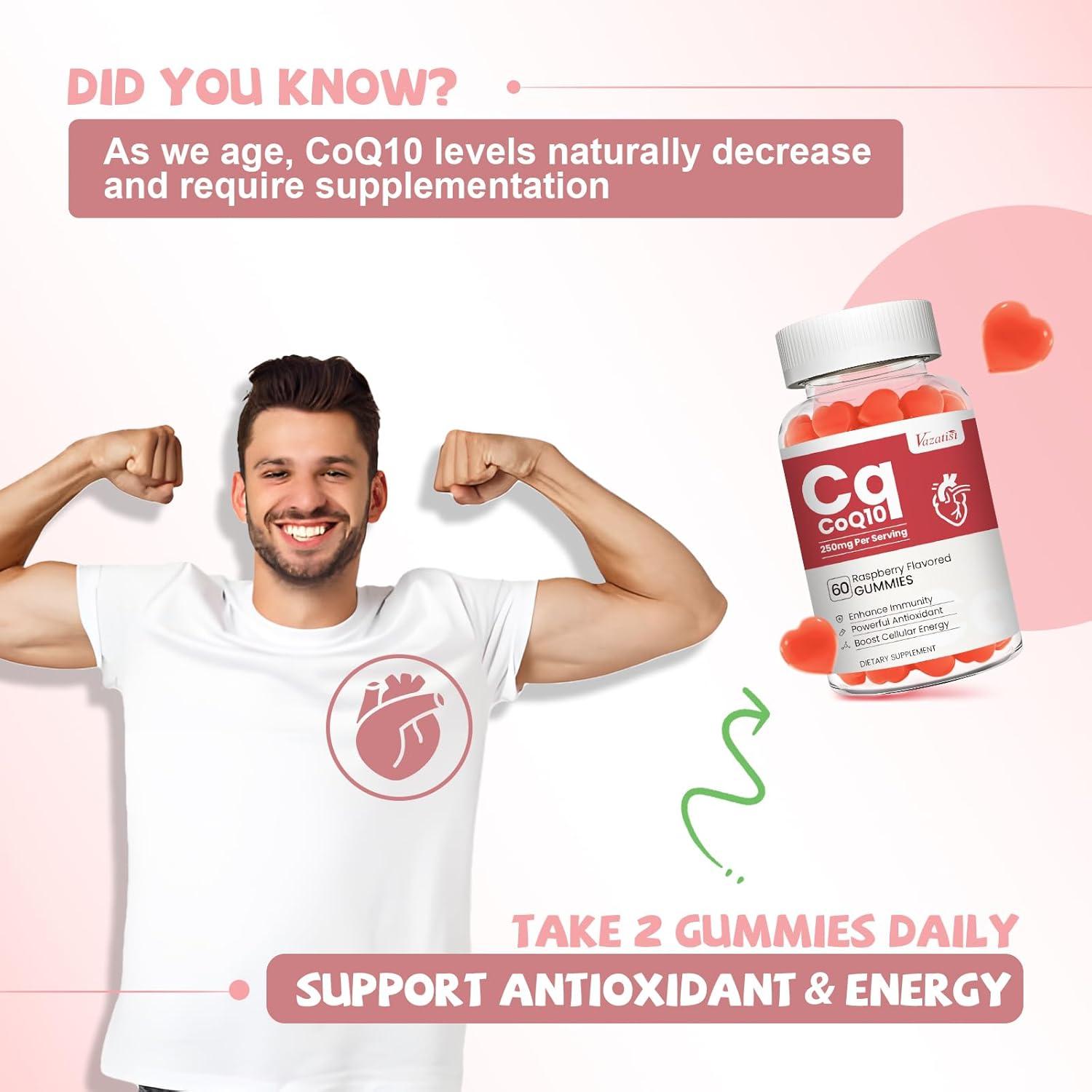 Gomitas de CoQ10 Vazatisi 250 mg con Omega-3 y Vitamina B3 - 60 Unidades