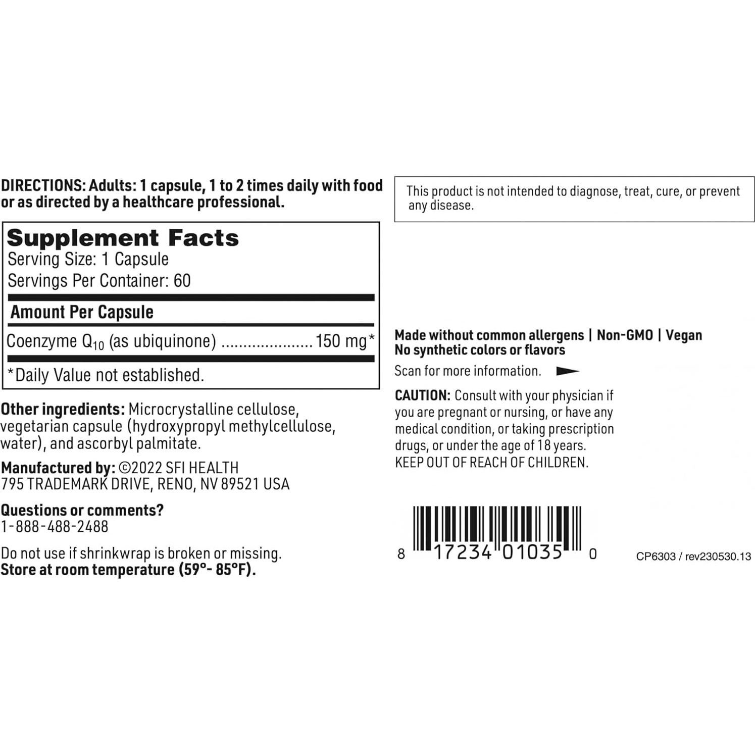 Coenzima Q10 150 mg Klaire Labs - 60 Cápsulas Vegetales