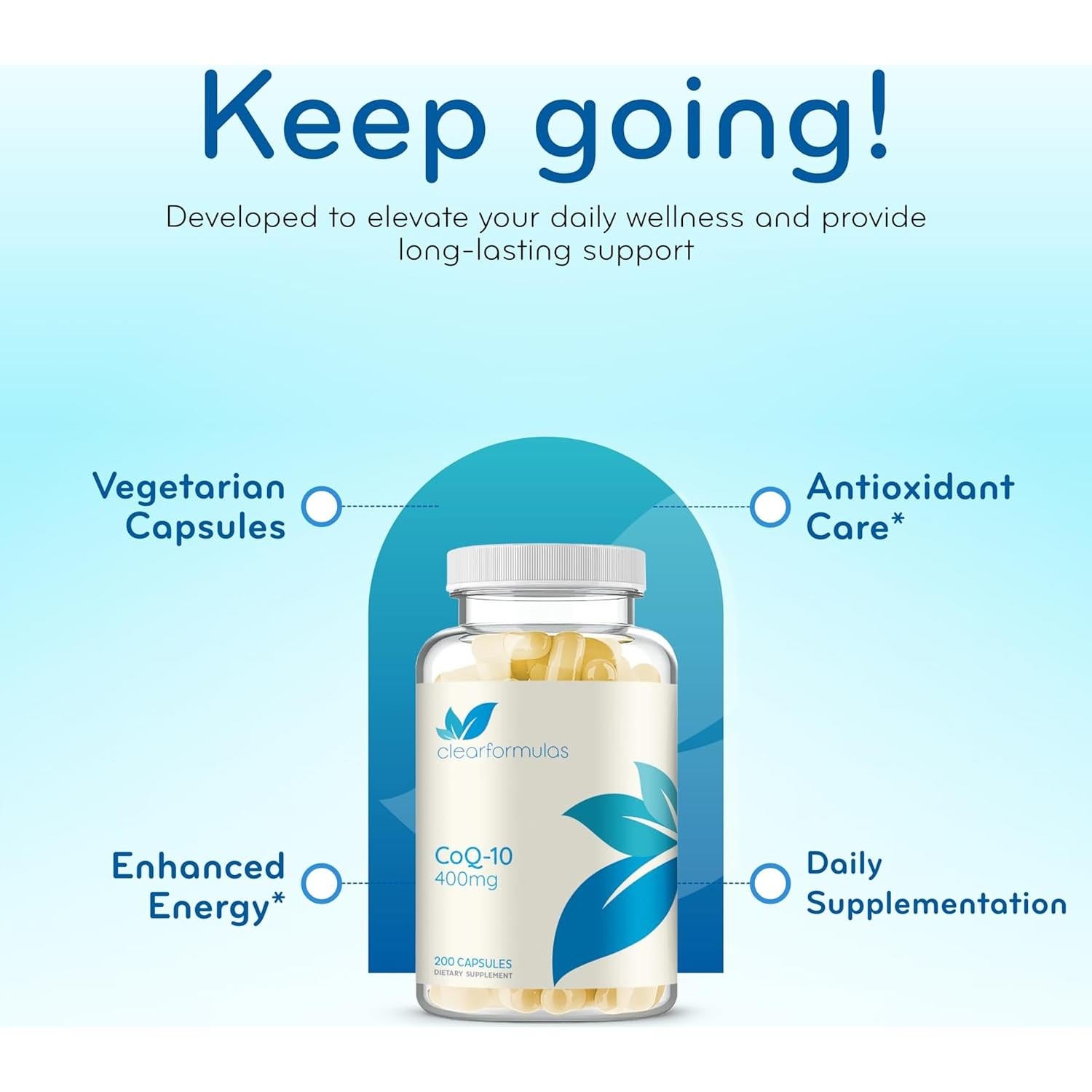 Cápsulas de CoQ10 400mg ClearFormulas - Antioxidante Vegetal