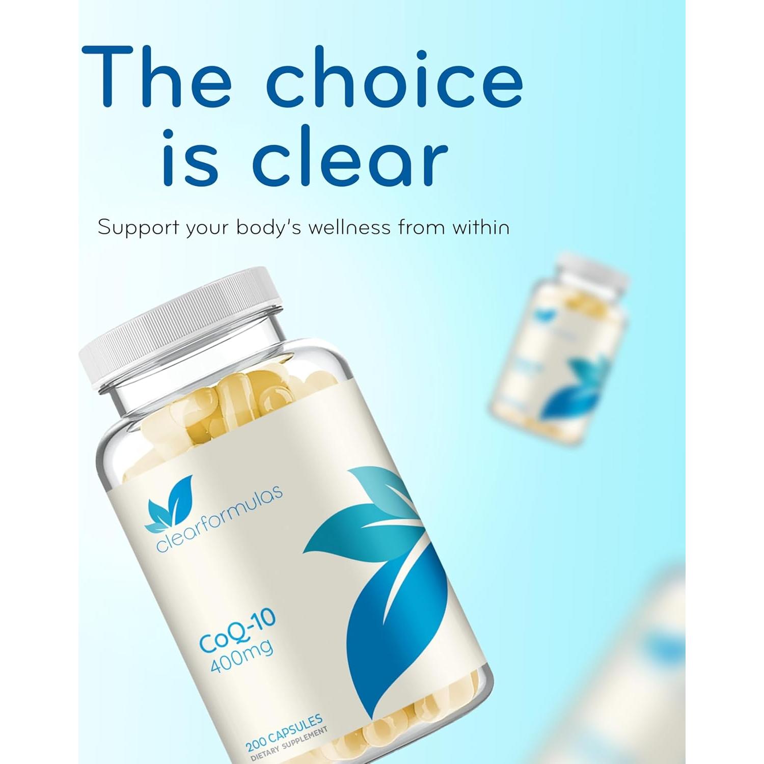 Cápsulas de CoQ10 400mg ClearFormulas - Antioxidante Vegetal