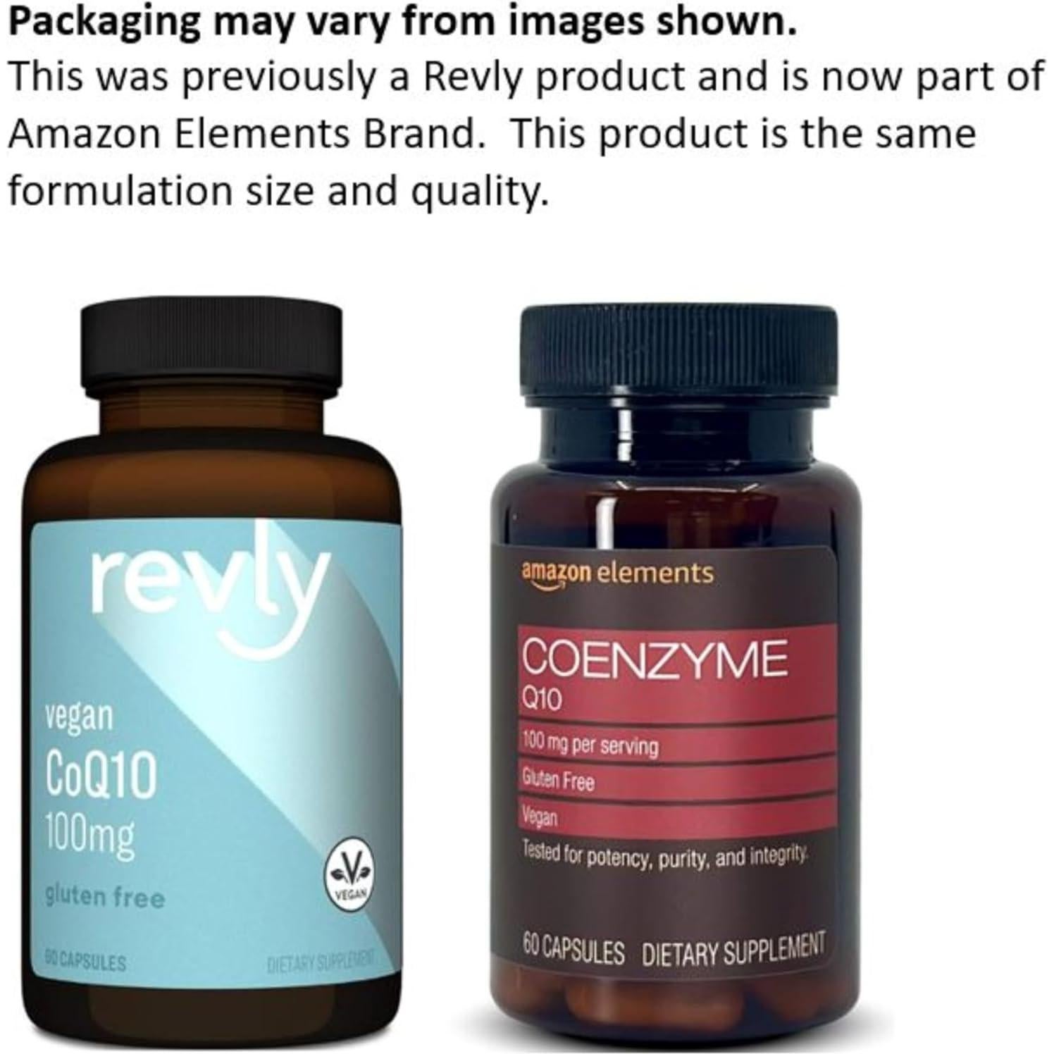 Suplemento Vegano CoQ10 100 mg Amazon Elements 60 Cápsulas