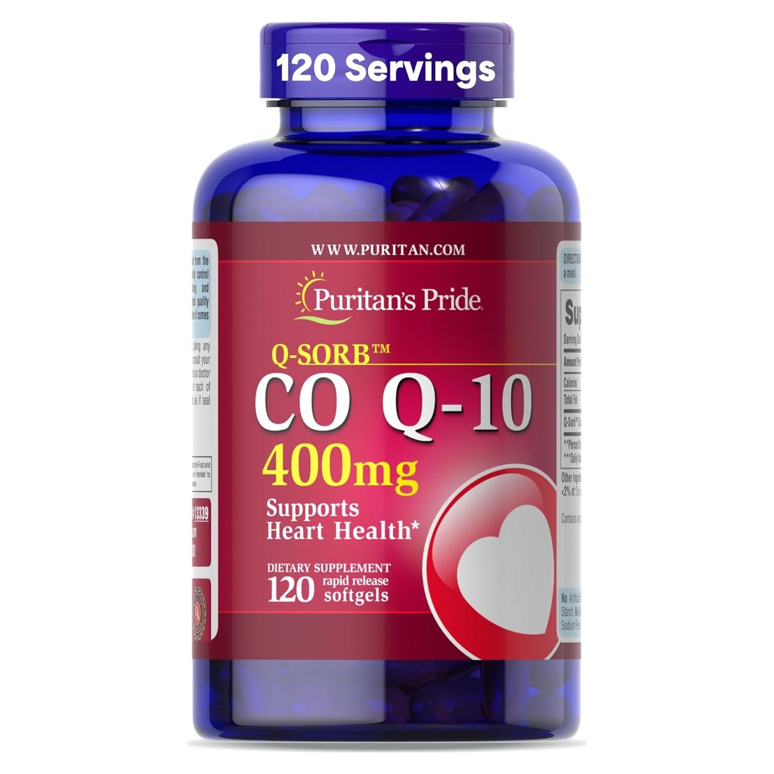 Suplemento Coenzima Q10 400mg Puritan's Pride 120 Cápsulas