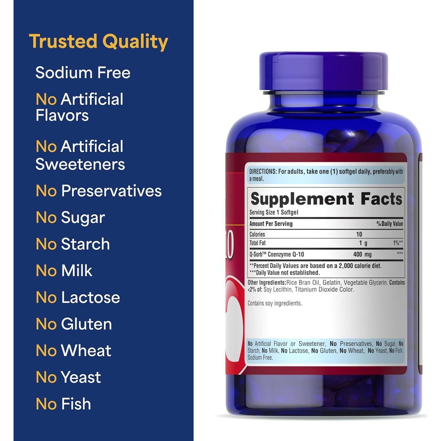 Suplemento Coenzima Q10 400mg Puritan's Pride 120 Cápsulas