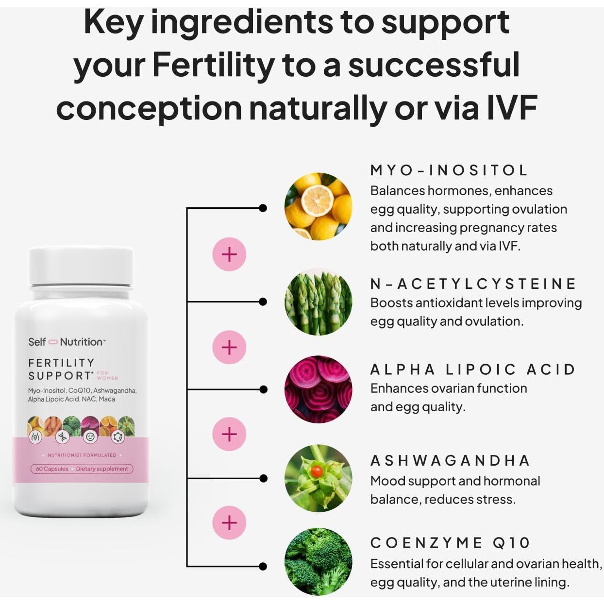 Suplemento Fertilidad Femenina SELF NUTRITION 60 Cápsulas