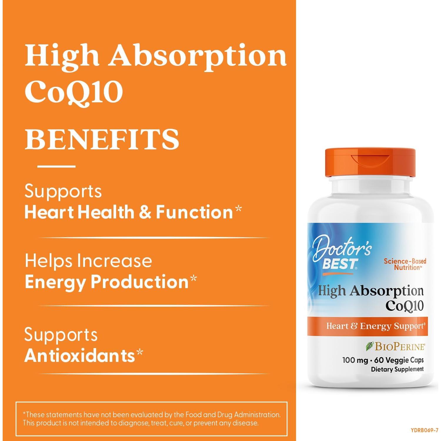 CoQ10 Alta Absorción Doctor's Best 100 mg 60 Cápsulas Veganas