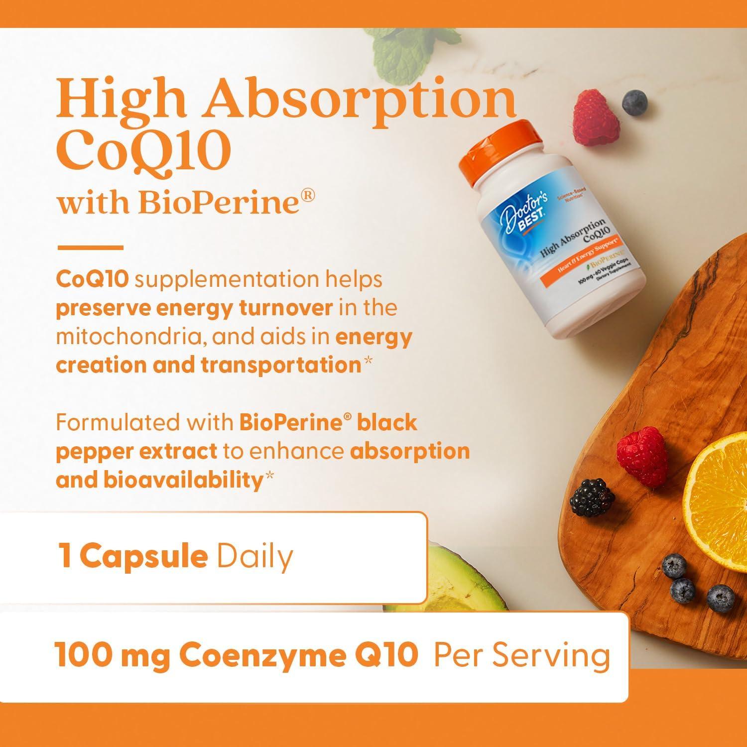 CoQ10 Alta Absorción Doctor's Best 100 mg 60 Cápsulas Veganas