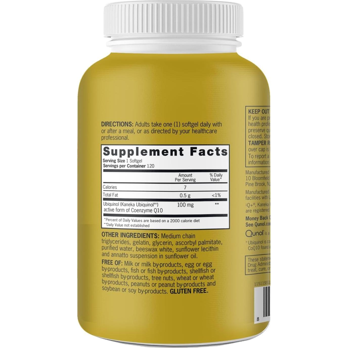 Qunol Ubiquinol CoQ10 100mg 120 Cápsulas - Antioxidante Corazón