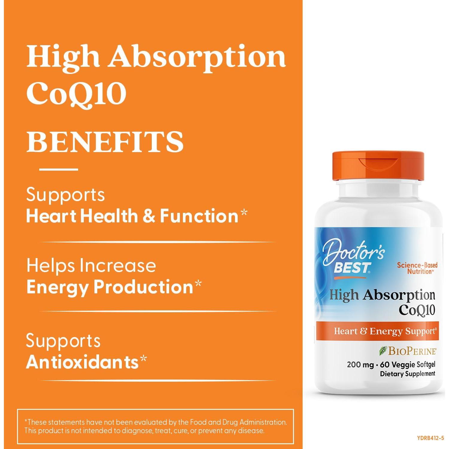 CoQ10 Alta Absorción Doctor's Best 200 mg 60 Cápsulas Vegetales
