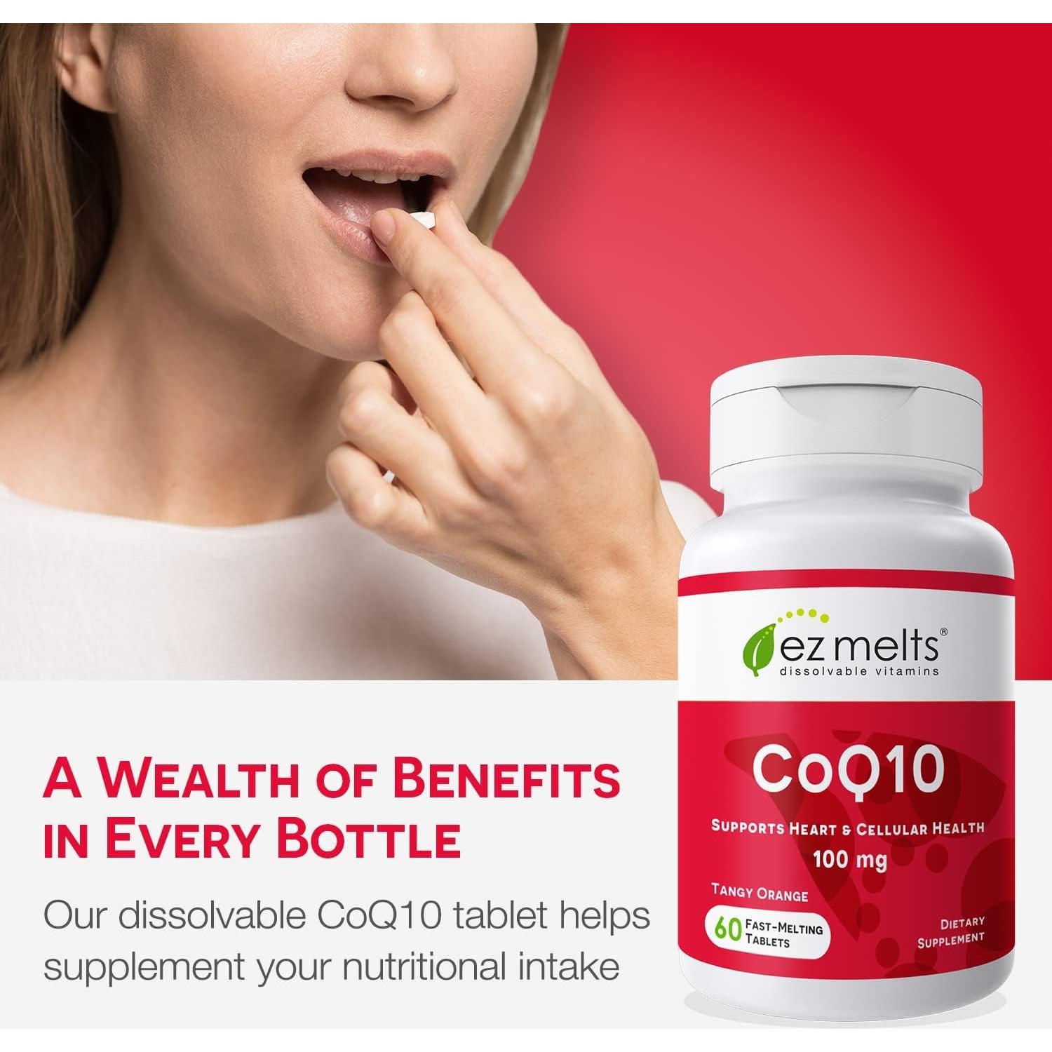 EZ Melts CoQ10 100 mg Suplemento Disoluble Sin Azúcar 60 Tabletas