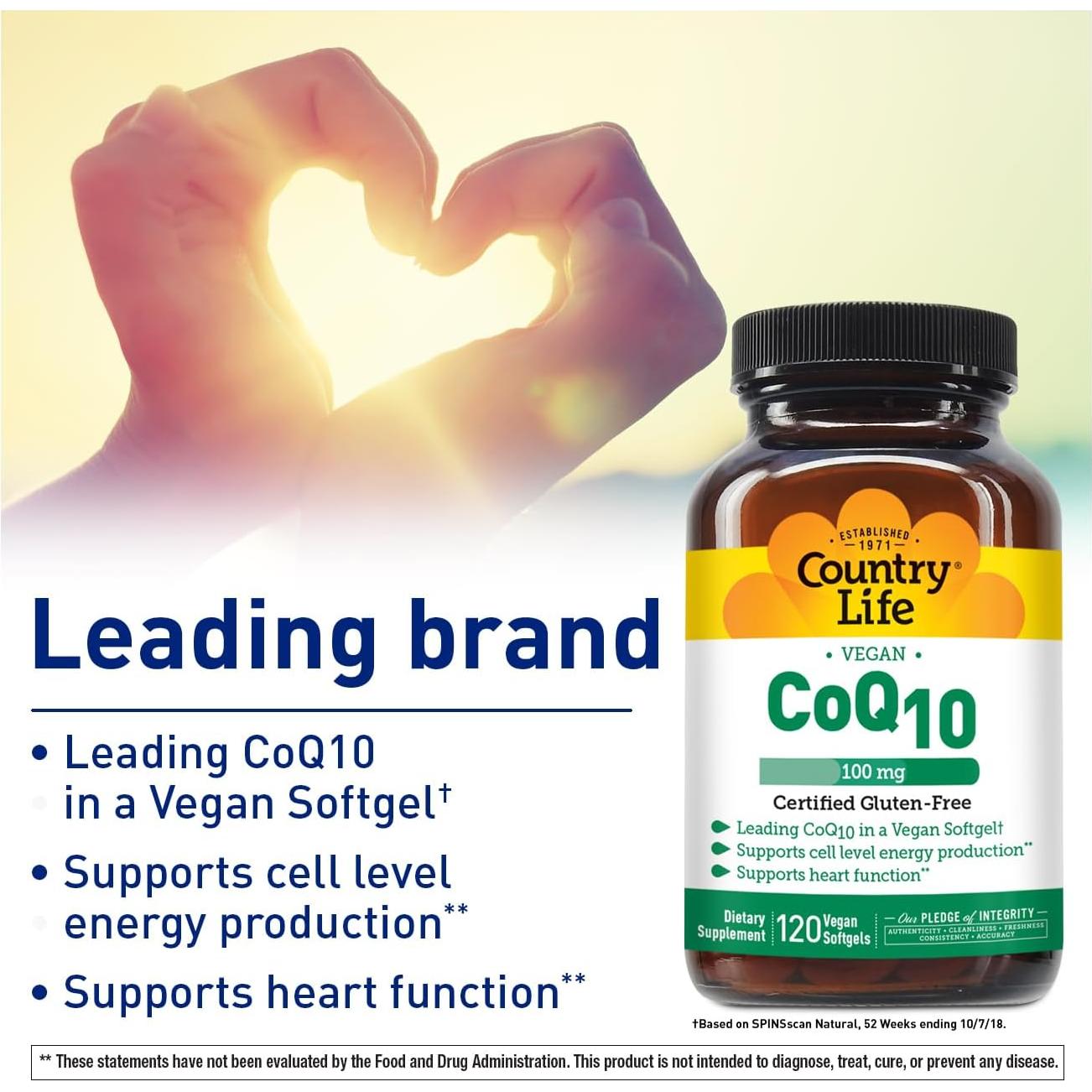 Suplemento CoQ10 Country Life 100mg 120 Gelatinas Blandas