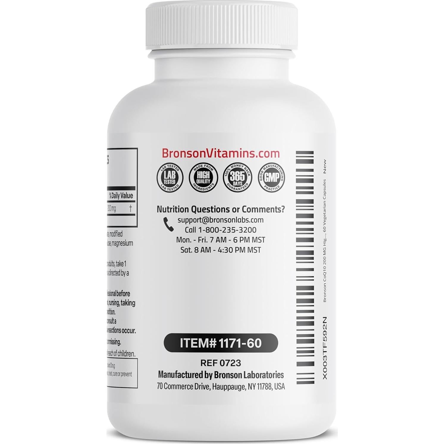 Bronson CoQ10 200 MG Alta Potencia 60 Cápsulas Vegetarianas