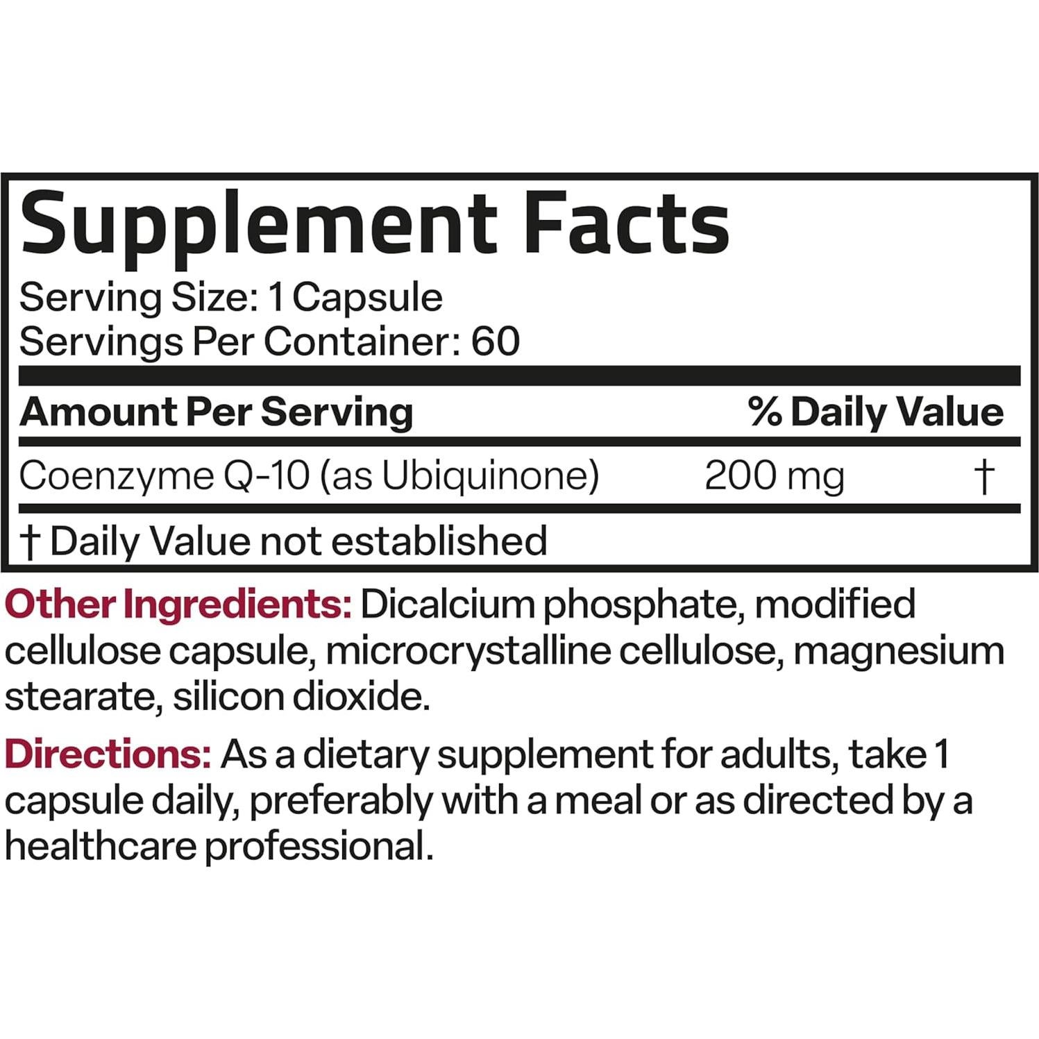 Bronson CoQ10 200 MG Alta Potencia 60 Cápsulas Vegetarianas