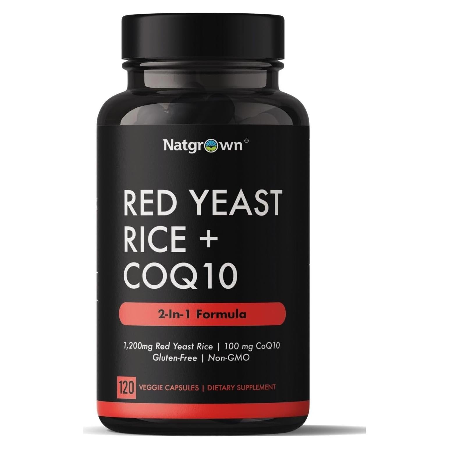 Suplemento Vegano Arroz de Levadura Roja Natgrown 1200 mg + CoQ10 100 mg