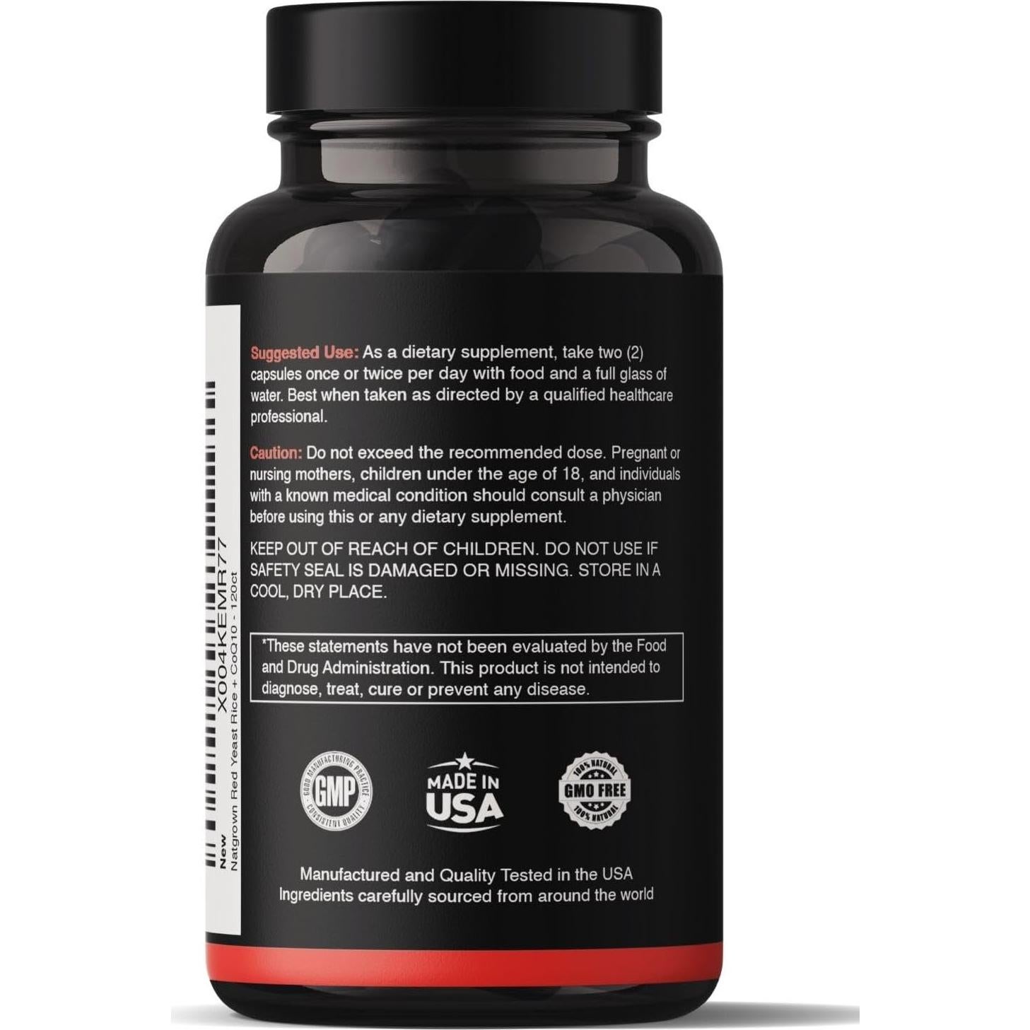 Suplemento Vegano Arroz de Levadura Roja Natgrown 1200 mg + CoQ10 100 mg