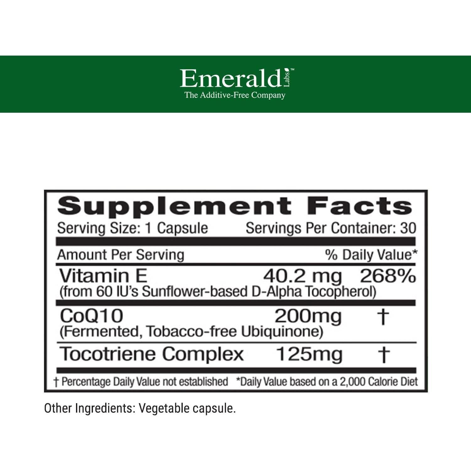 Suplemento CoQ10 200mg Emerald Labs - 30 Cápsulas Antioxidantes
