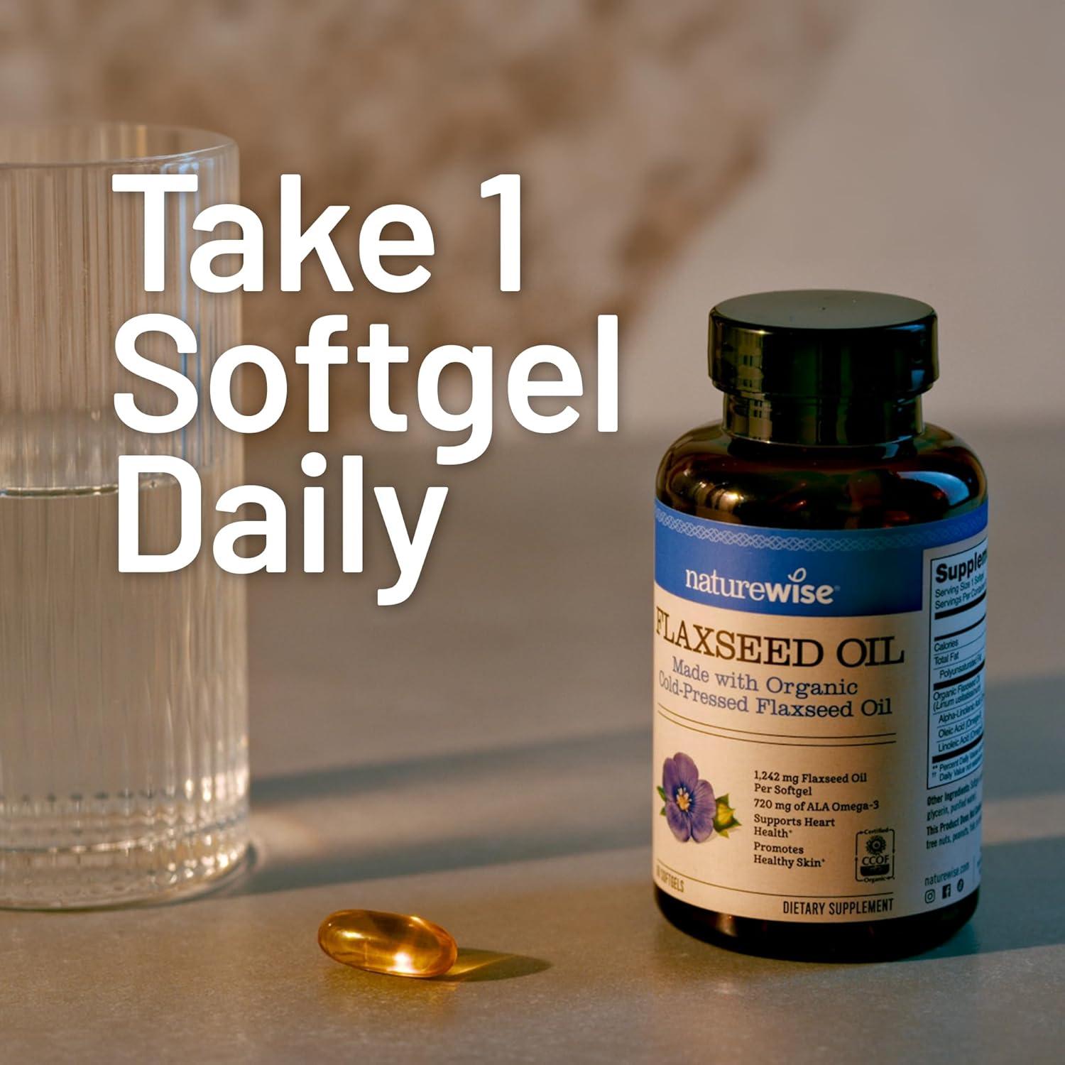 NatureWise Aceite de Semilla de Lino 1200 mg Omega 3 6 9 240 Cápsulas