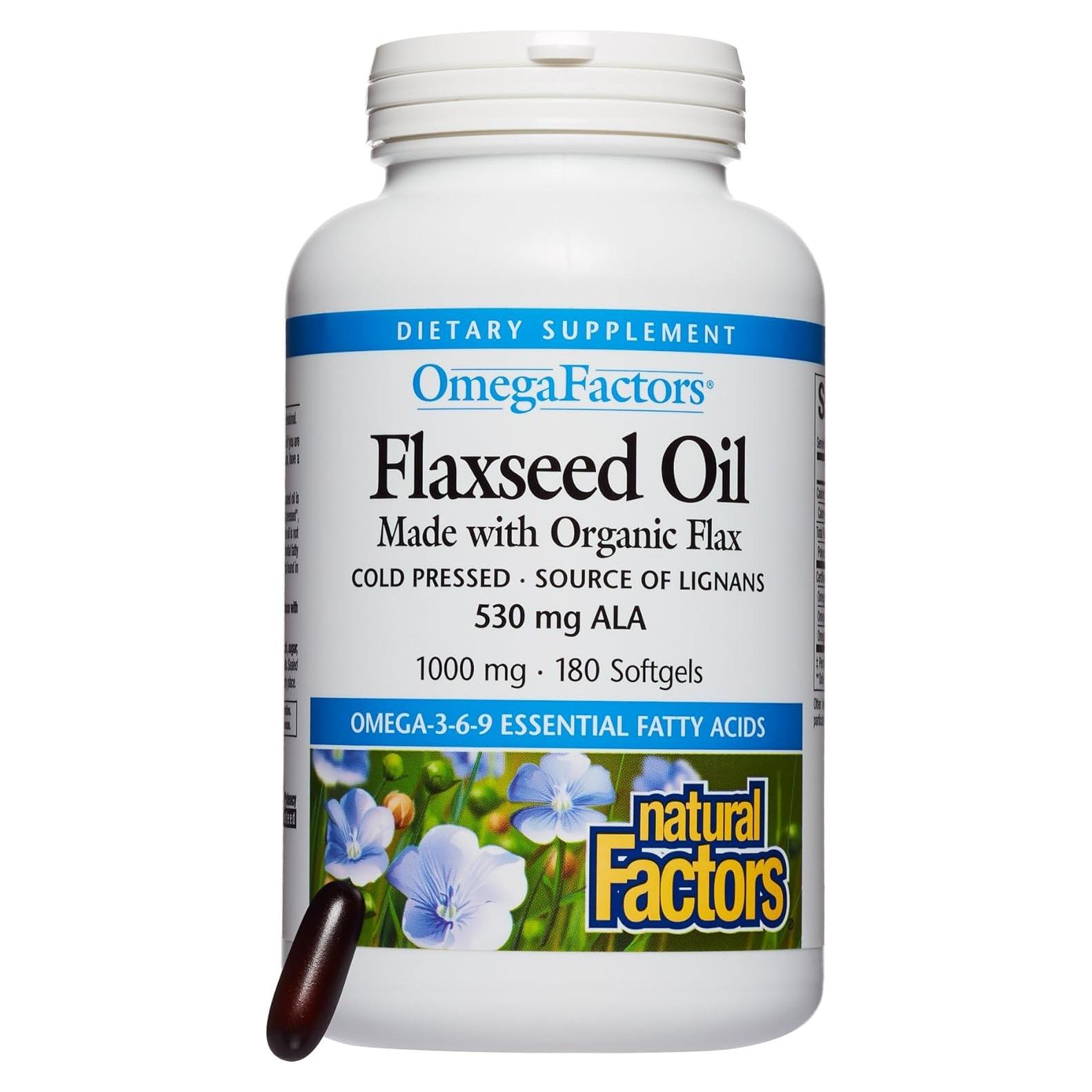 Aceite de Semilla de Lino Omega Factores 180 Gelatinas Blandas