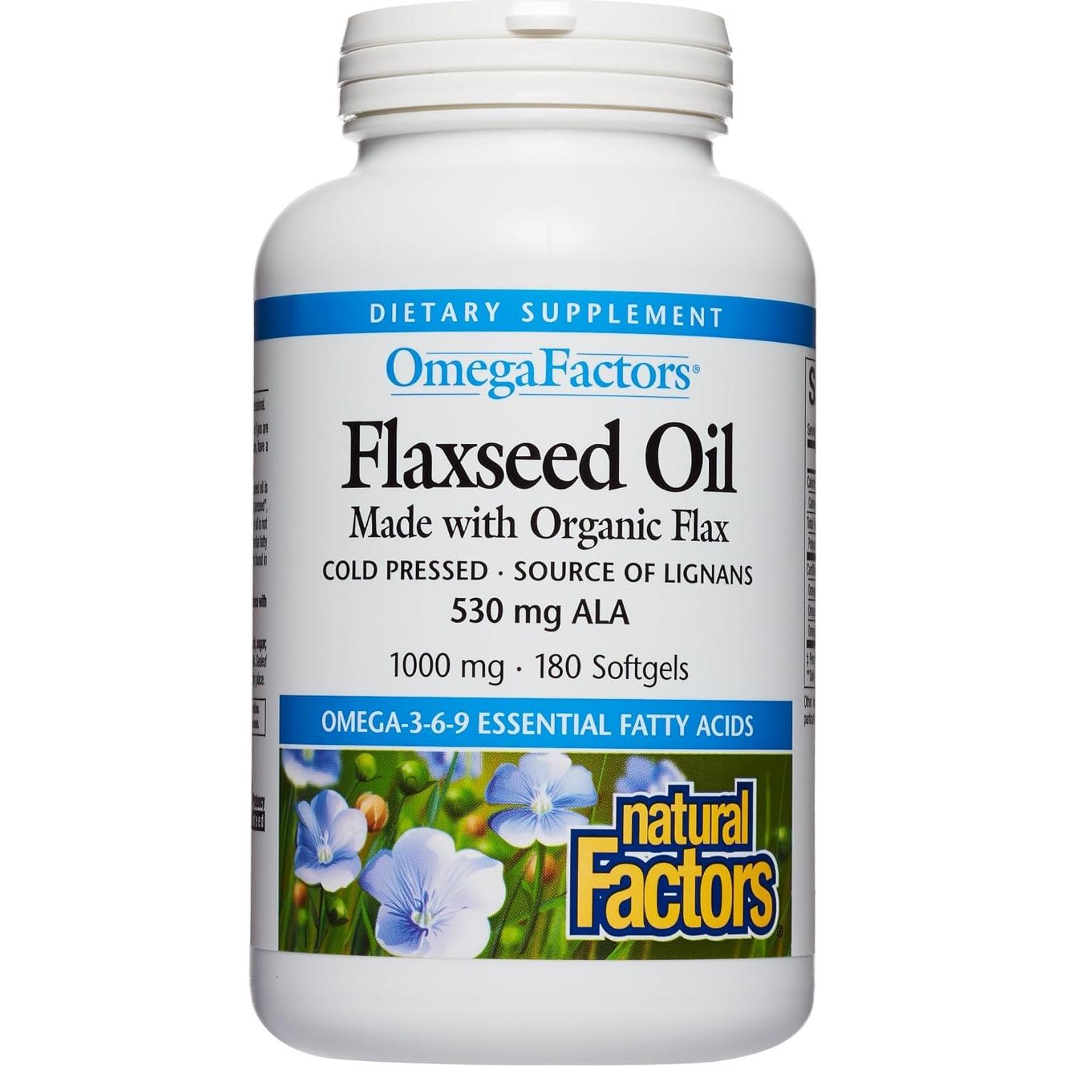 Aceite de Semilla de Lino Omega Factores 180 Gelatinas Blandas