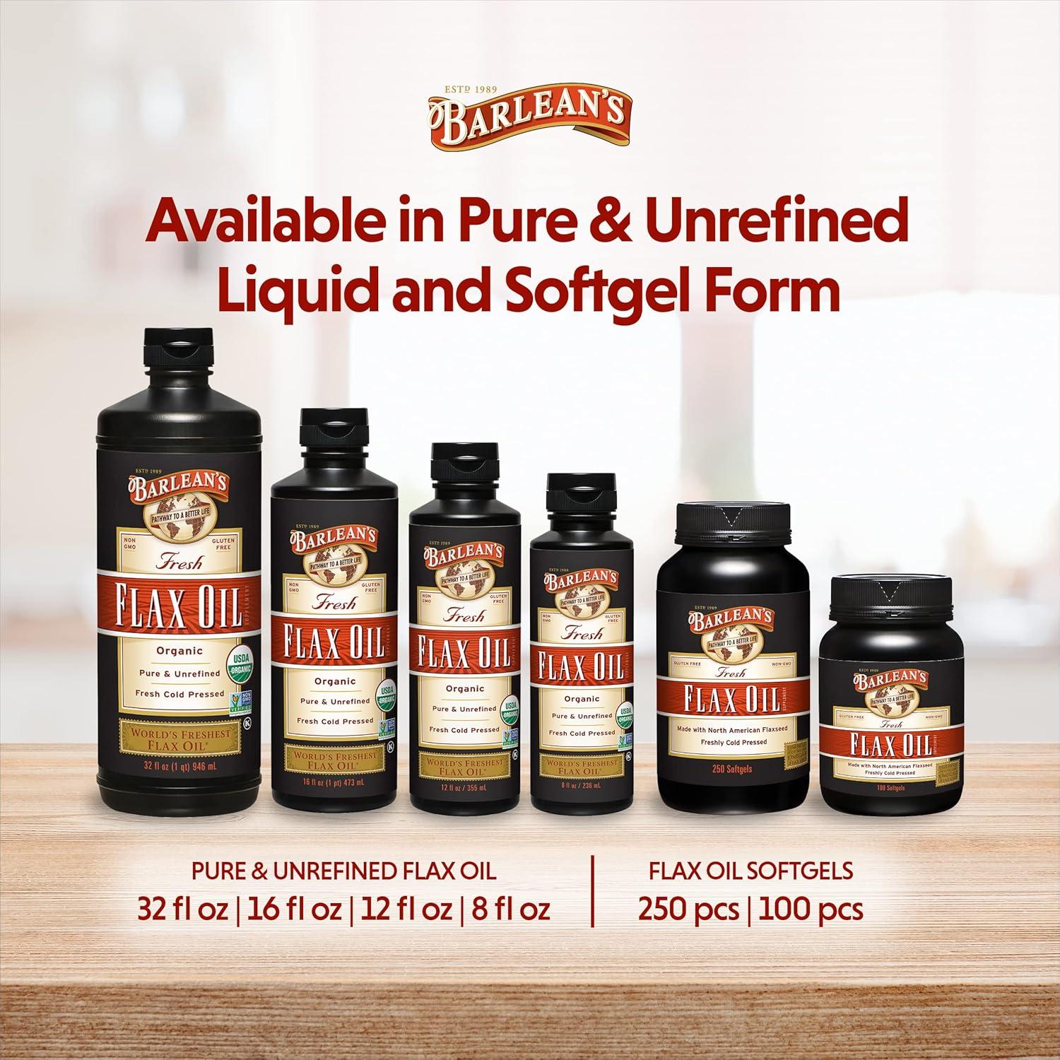 Aceite de Semilla de Lino Orgánico Barlean's 236.6 ml Omega 3