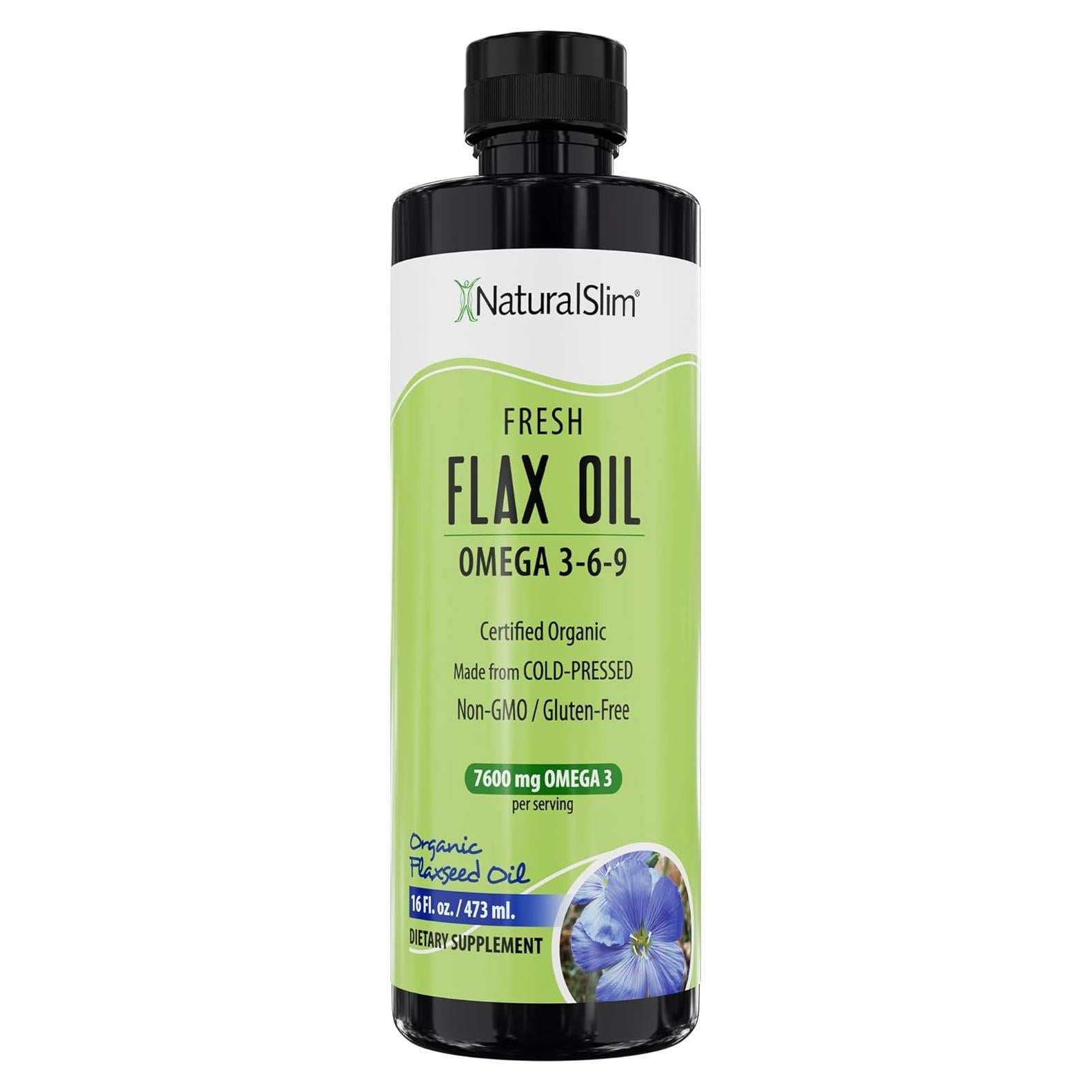Aceite de Linaza NaturalSlim 473 ml - Omega 3 6 9 Orgánico