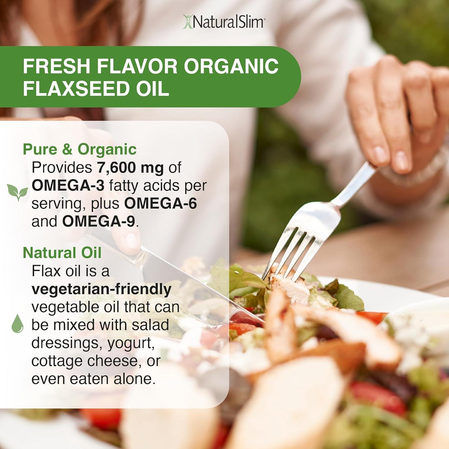 Aceite de Linaza NaturalSlim 473 ml - Omega 3 6 9 Orgánico