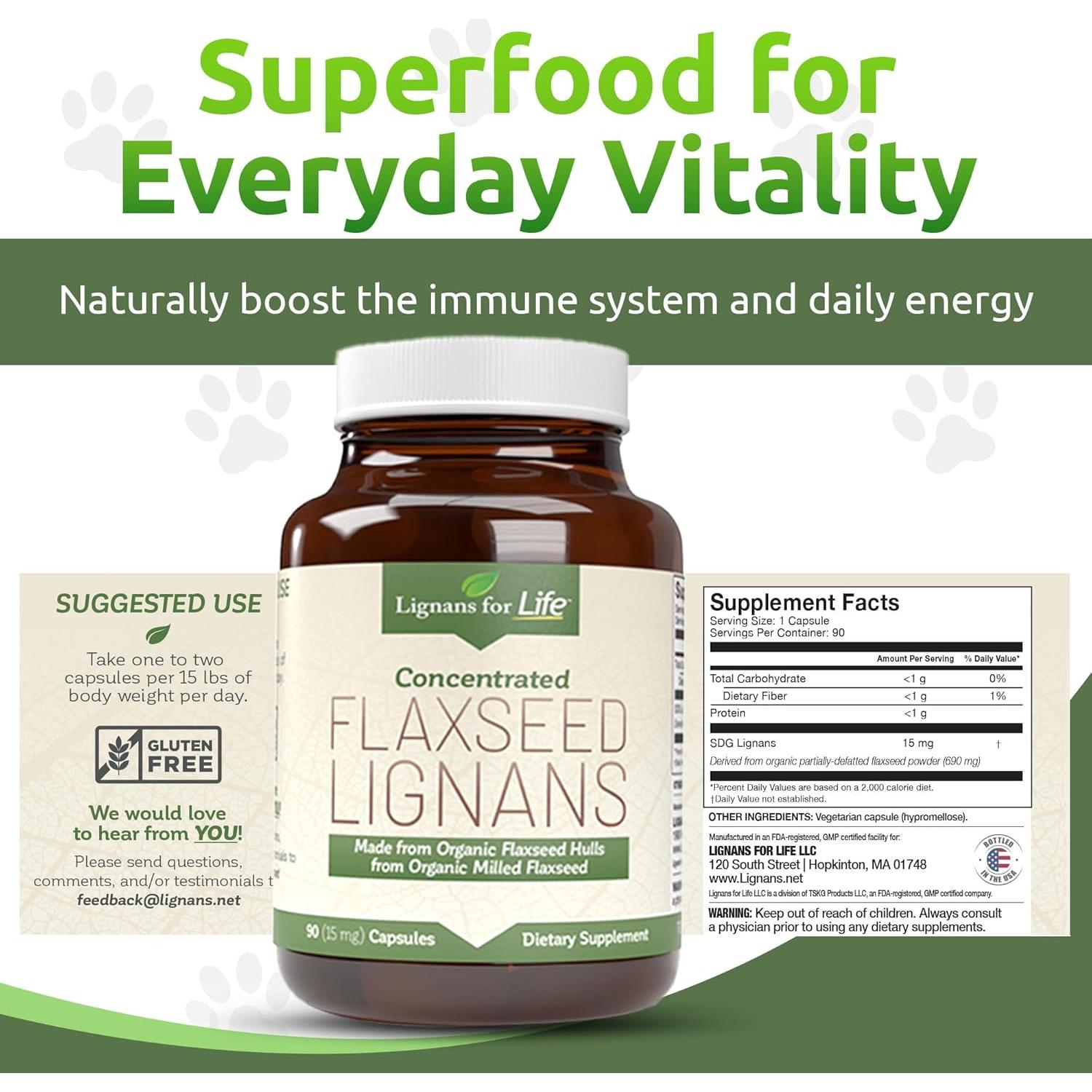 Suplemento de Semilla de Lino Orgánico Lignanos 15mg 90 Cápsulas