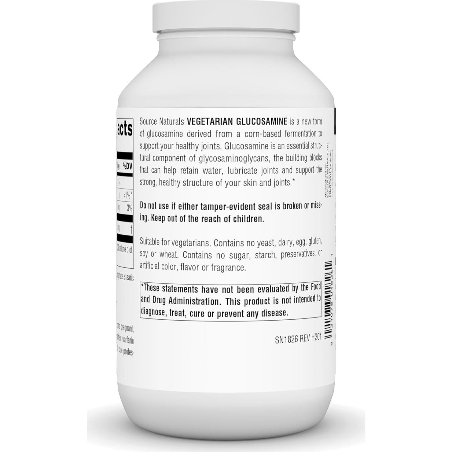 Glucosamina Vegetariana Source Naturals 750 mg 240 Tabletas