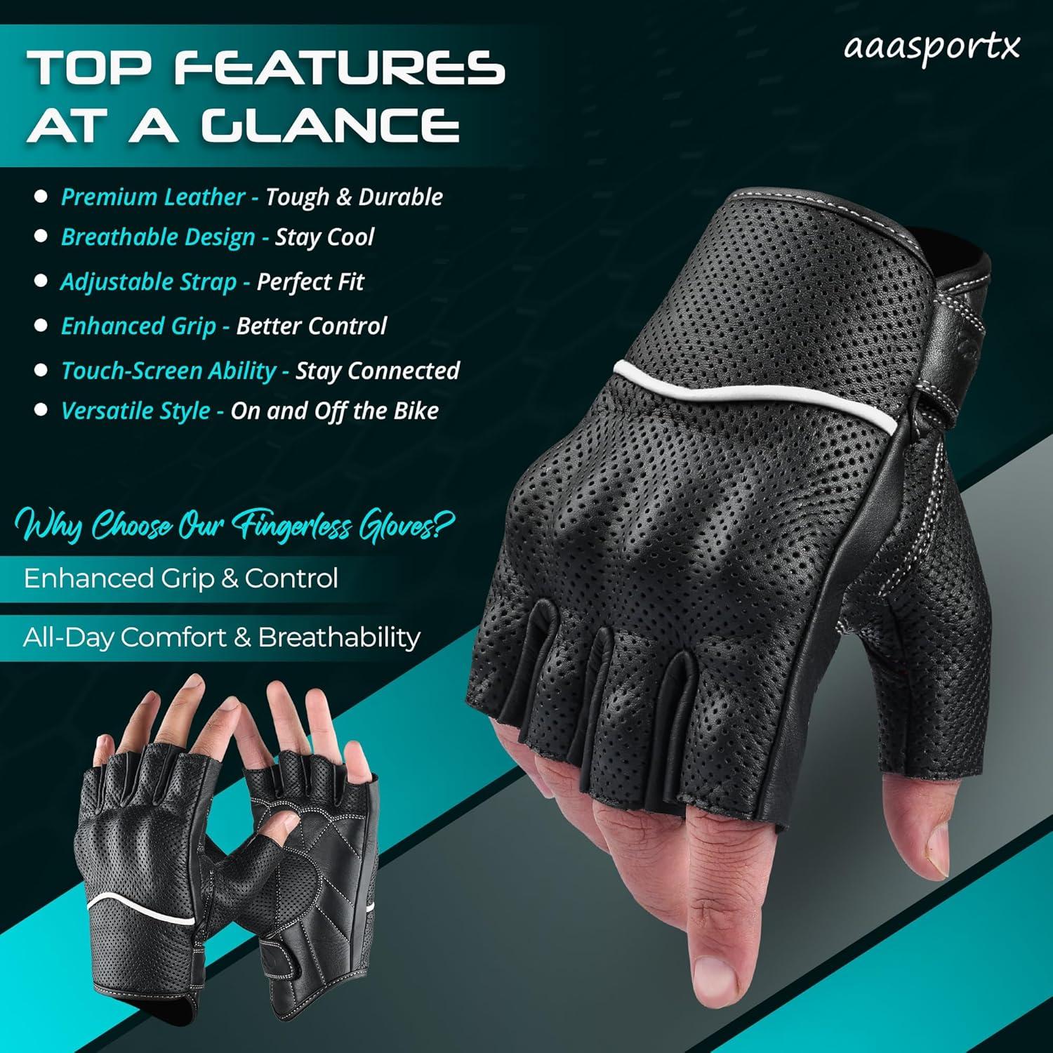 Guantes de Motocicleta de Cuero aaasportx Carrera - Táctiles