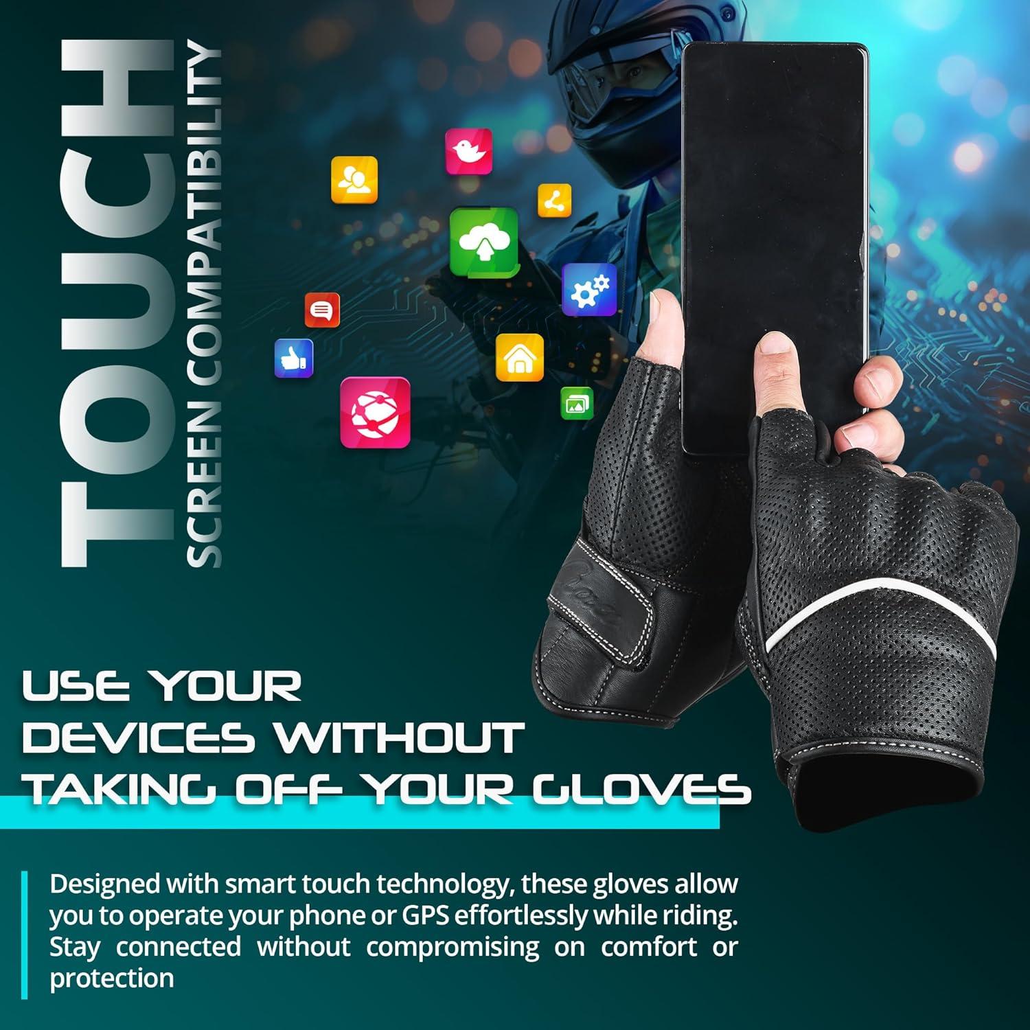 Guantes de Motocicleta de Cuero aaasportx Carrera - Táctiles