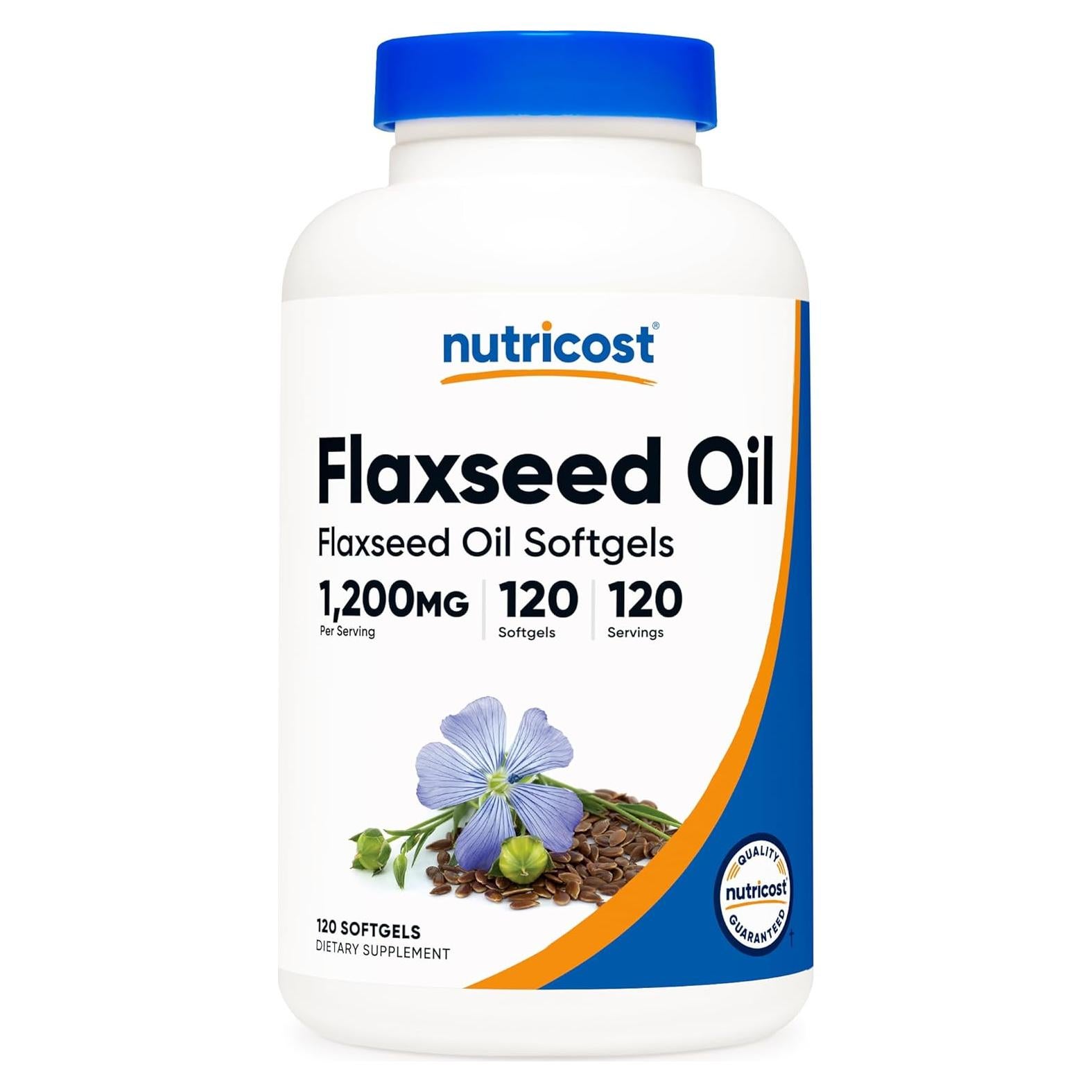 Aceite de Semilla de Linaza Nutricost 1200mg 120 gelatinas