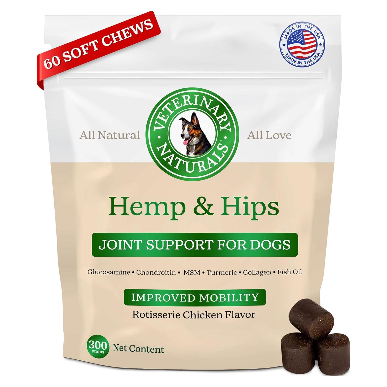 Suplemento Articular para Perros Veterinary Naturals - 60 Masticables de Pollo