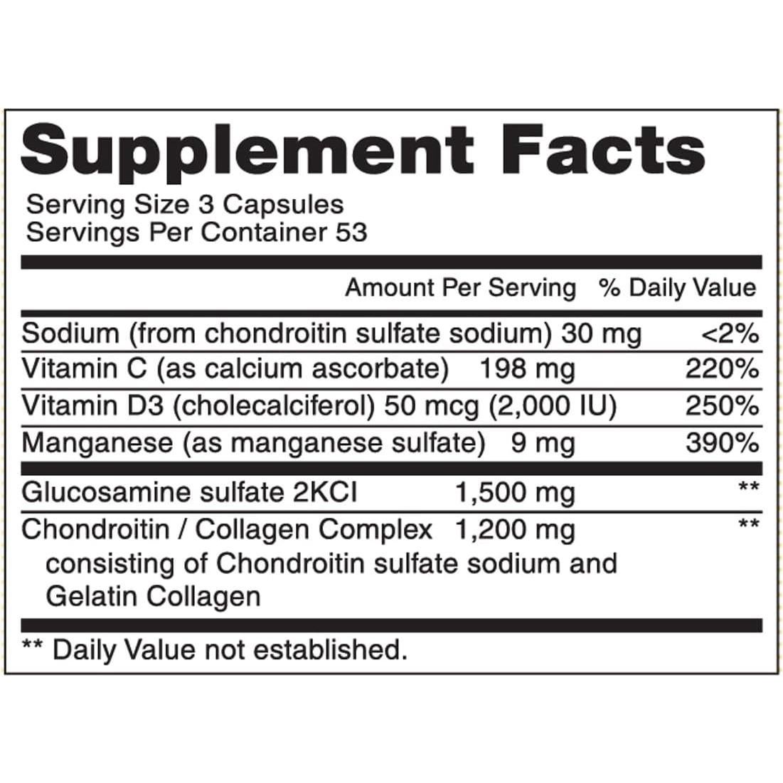 Mason Natural Glucosamina Condroitina con Vitamina D3 160 Cápsulas