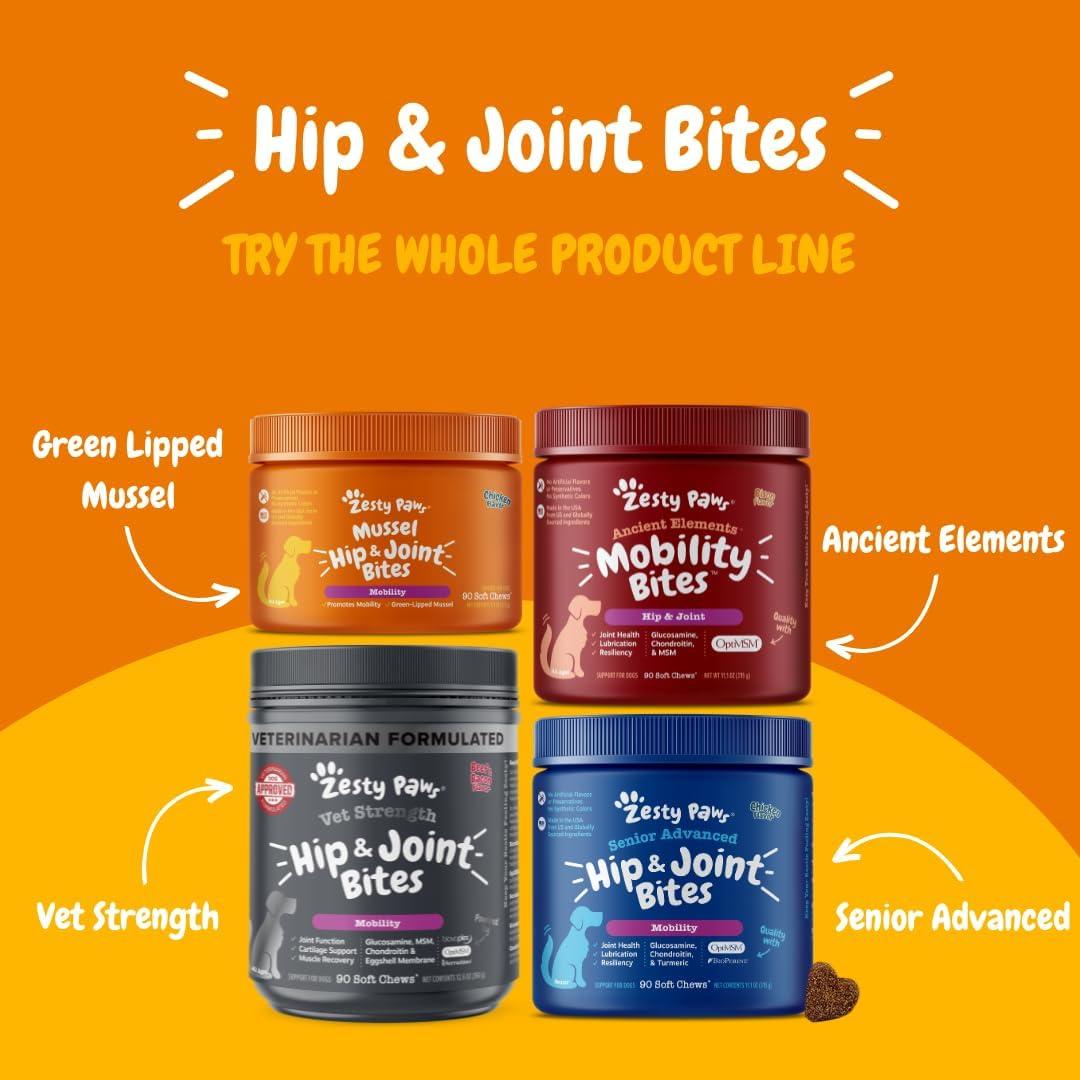 Zesty Paws Mussel Mobility Bites 90g - Suplemento Articular para Perros
