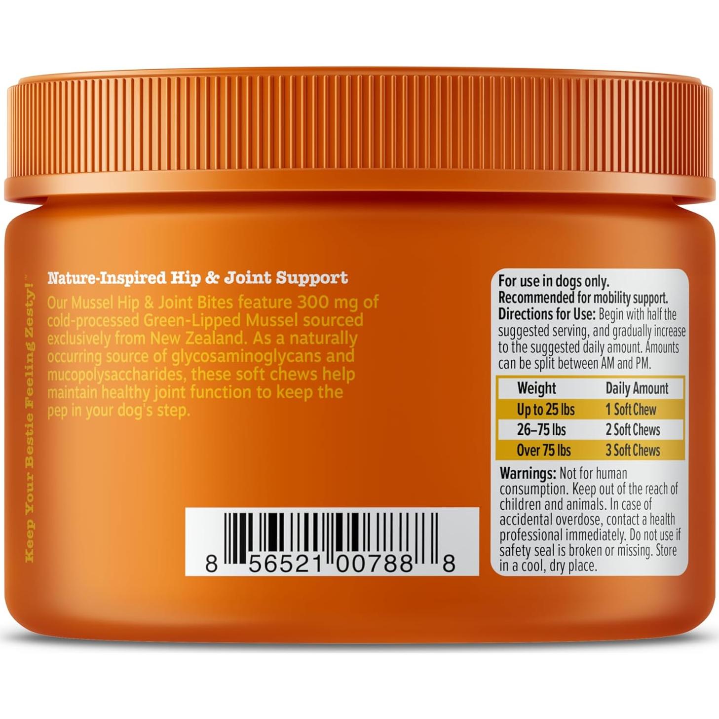 Zesty Paws Mussel Mobility Bites 90g - Suplemento Articular para Perros