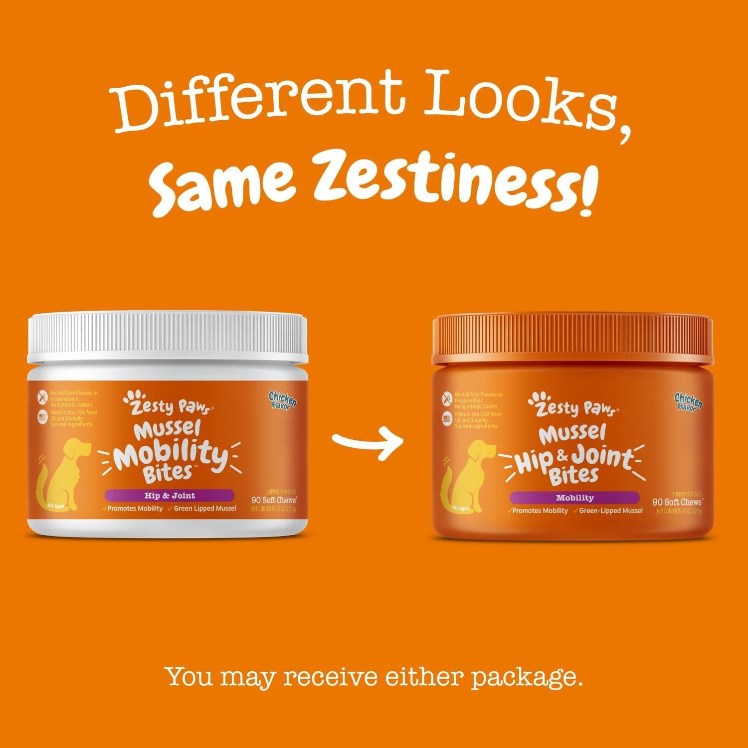 Zesty Paws Mussel Mobility Bites 90g - Suplemento Articular para Perros