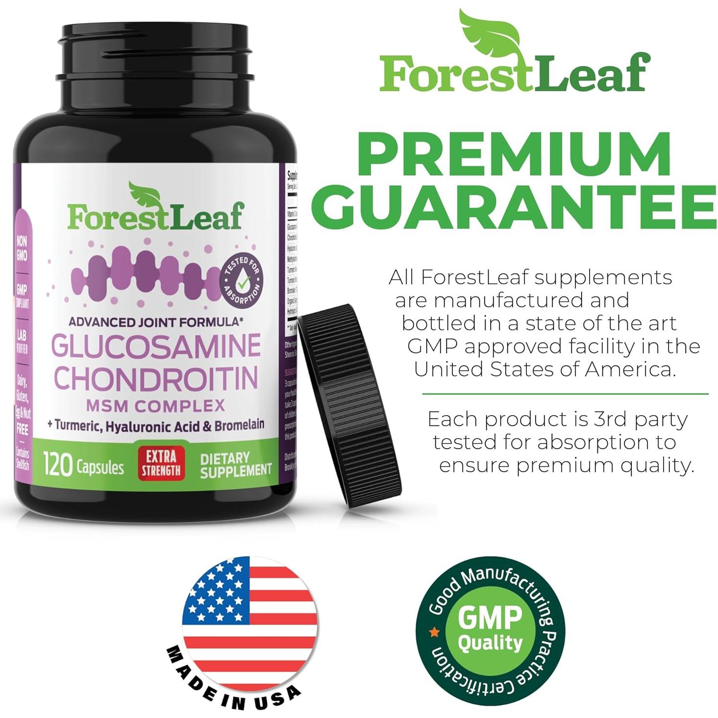 Suplemento Articular ForestLeaf 1200mg Glucosamina y MSM 120 Cápsulas