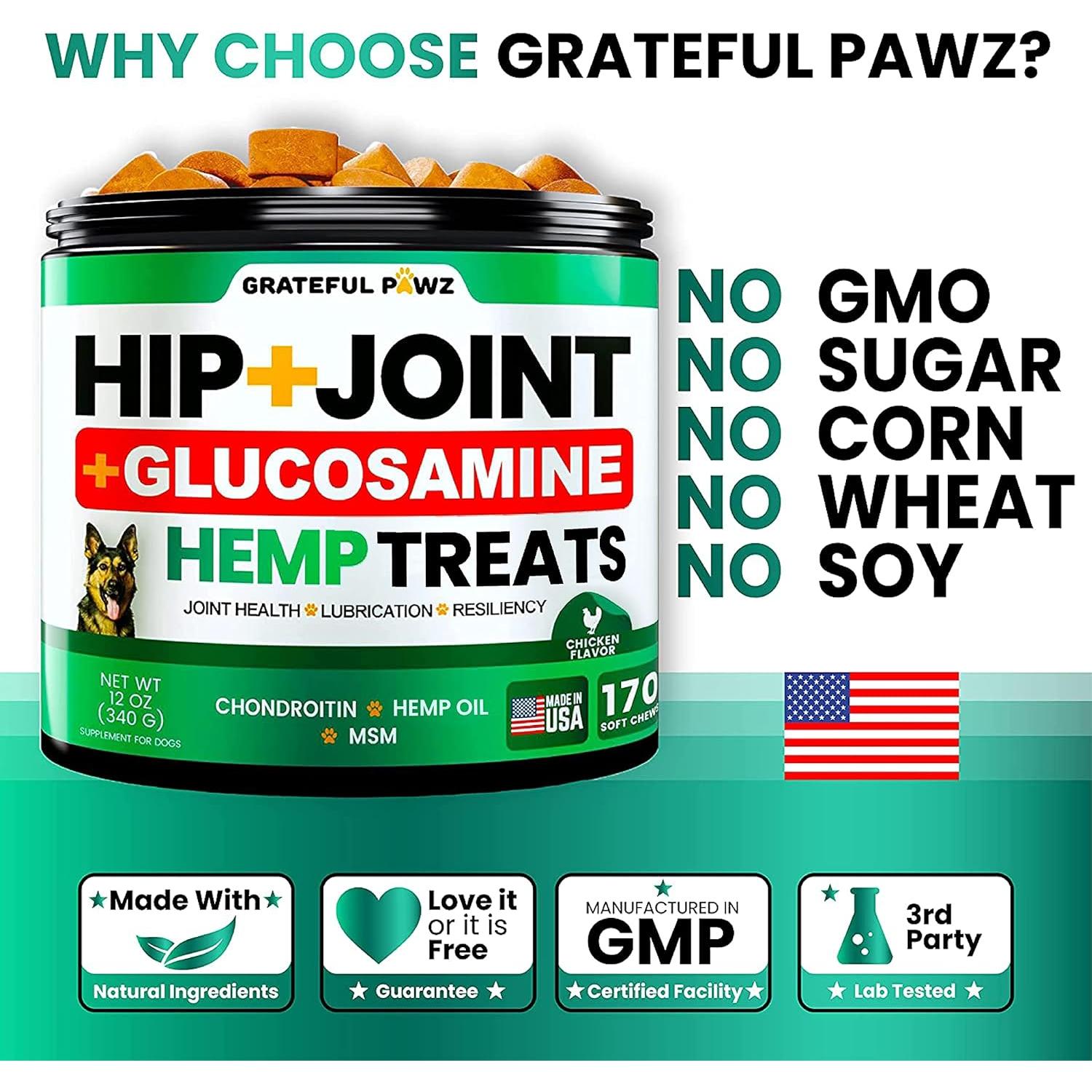 Suplemento de Caderas y Articulaciones Grateful Pawz 170 Golosinas