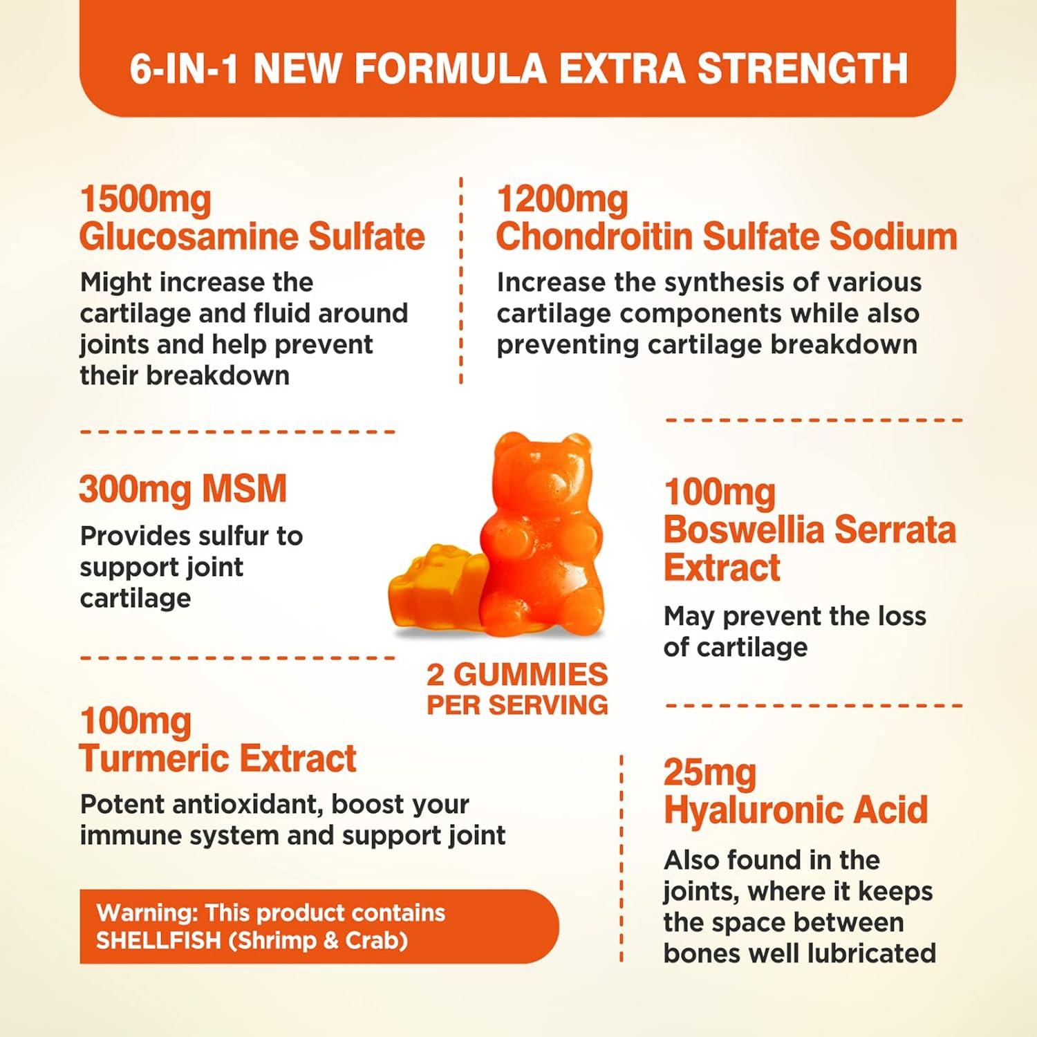 Gomitas de Glucosamina y Condroitina HendyBe 1500mg 60 Unidades