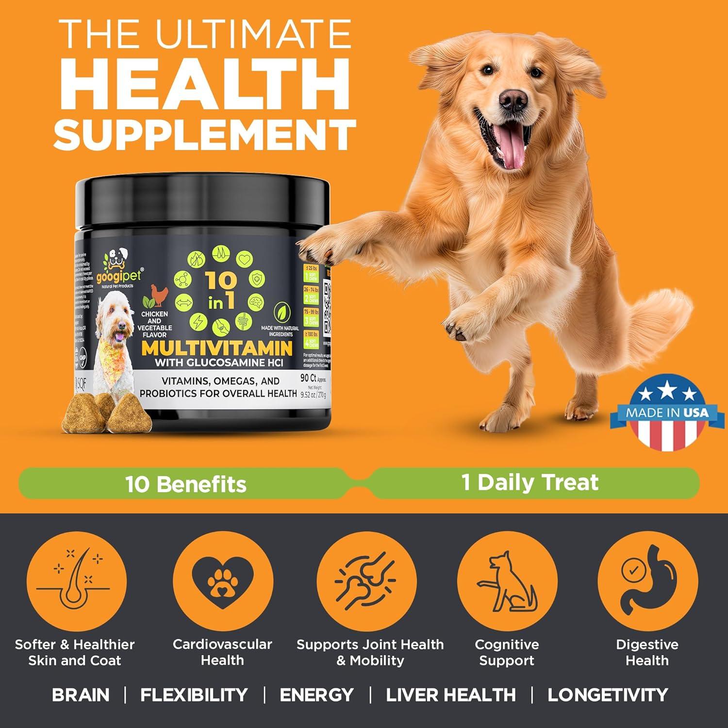 Googipet Multivitamínico 10 en 1 para Perros - Sabor Pollo y Verdura