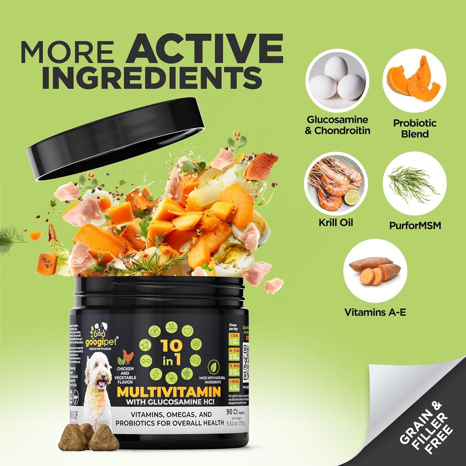 Googipet Multivitamínico 10 en 1 para Perros - Sabor Pollo y Verdura