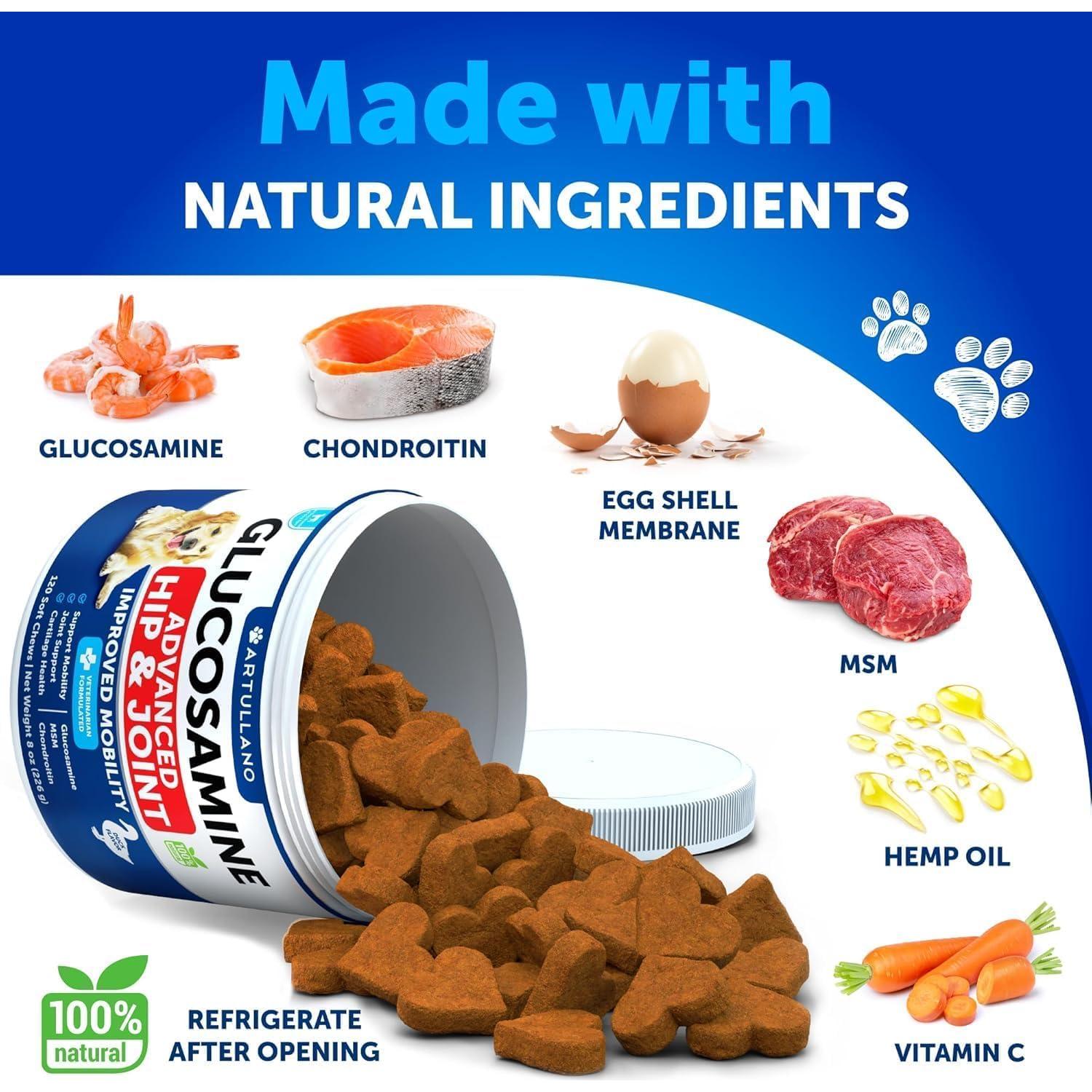 Golosinas de Glucosamina para Perros Artullano - 120 Unidades